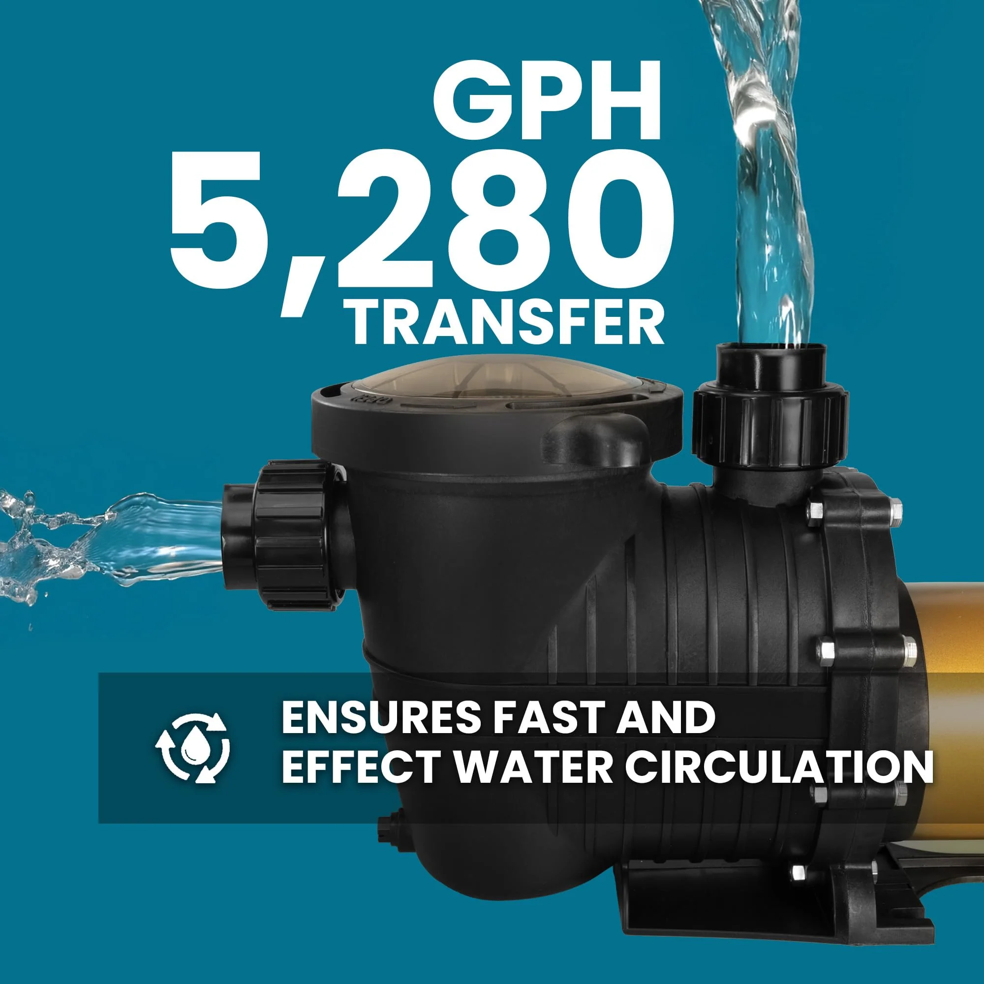 XtremepowerUS In-Ground Swimming Pool Pump Spa 1.75HP Dual Speed High Flow 5,280 GPH 1.5" NPT w/ Slip-On Fitting Included, Filter Basket, 230V - Image 7