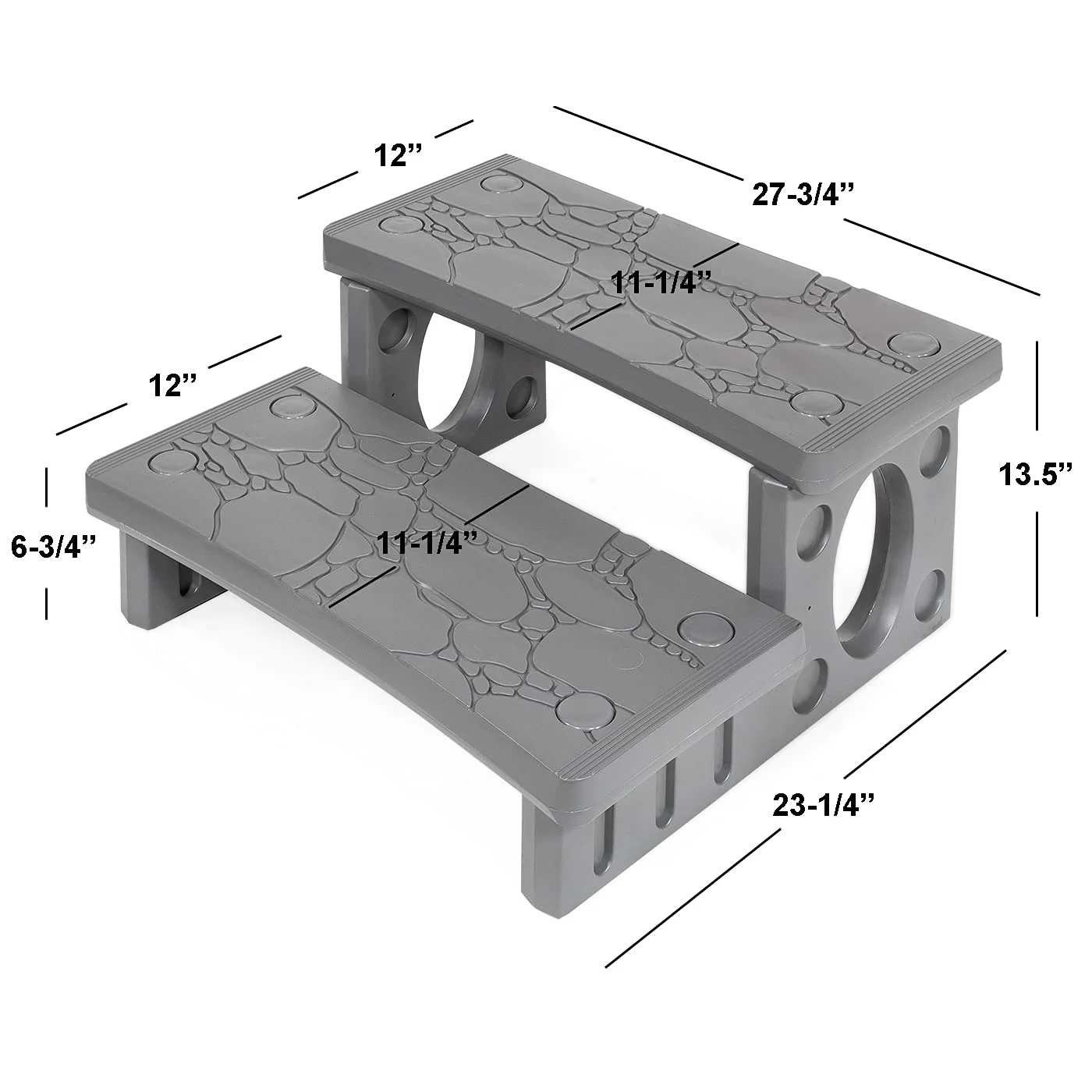 XtremepowerUS Premium Multi Purpose 2-Step Spa Hot Tub RV Campers Deck Steps Deck, Spa, Hot Tub, Bathtub, Swimming Pool Sided Step Non-Slip Steps for Outdoor/Indoor (Gray) - Image 2