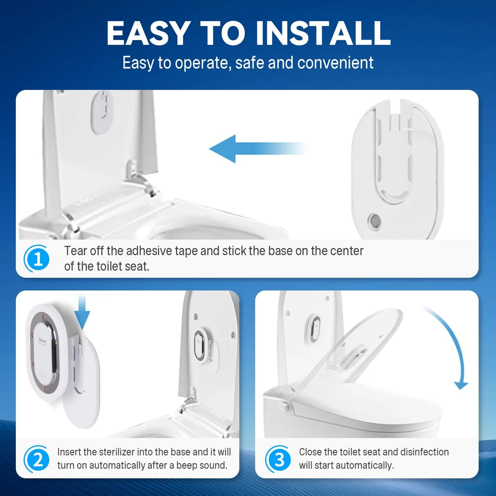 XuEpeTim Smart Toilet UV-C Sanitizing & Odor-Control System – Motion-Activated, Chemical-Free Automatic Deodorizer with Safety Sensor & Long-Life Rechargeable Battery - Image 2