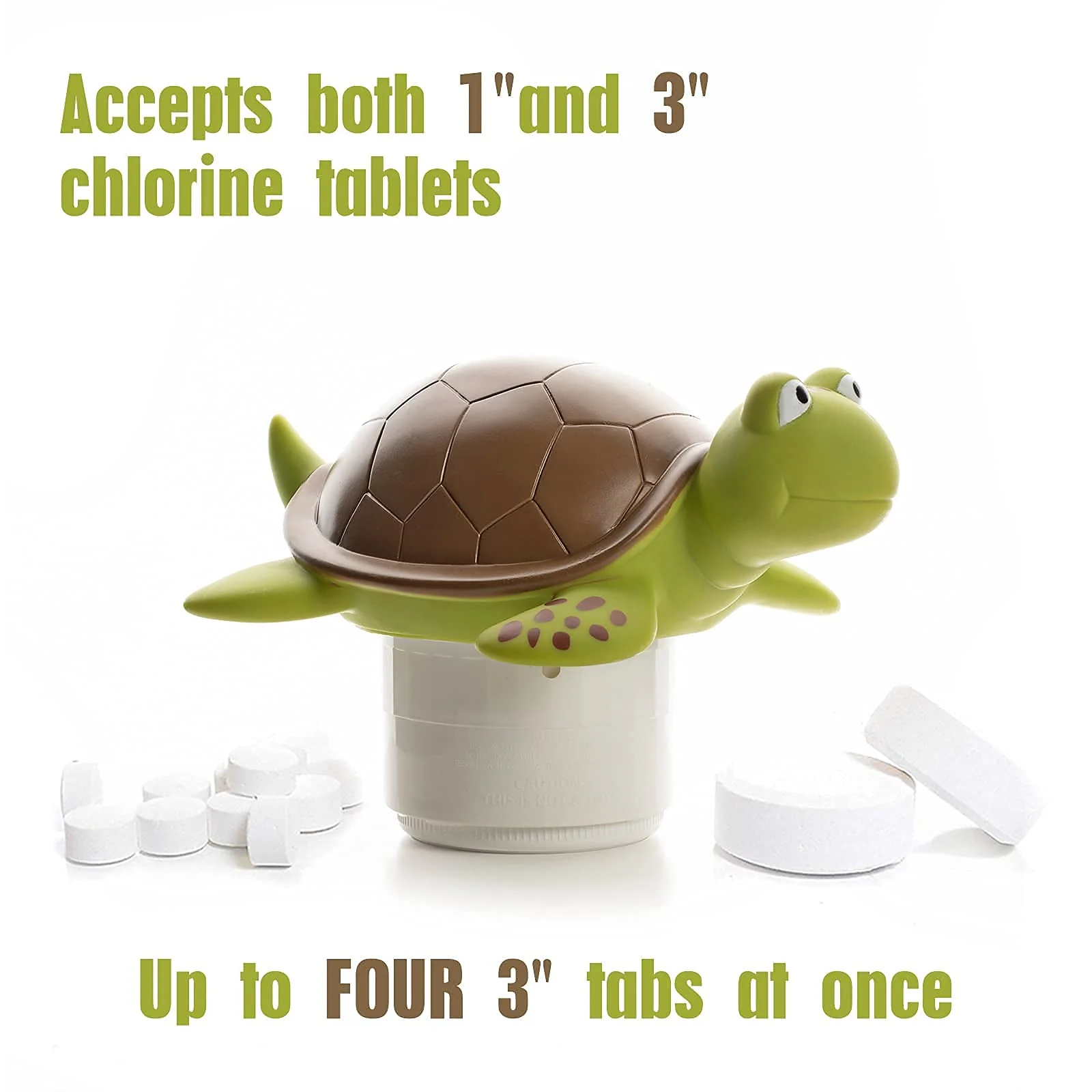 XY-WQ Chlorine Floater, Floating Pool Chlorine Dispenser (Turtle), Fits 1 and 3 Inch Tablets for Large and Small Pools, Hot Tub, Spa - Image 8