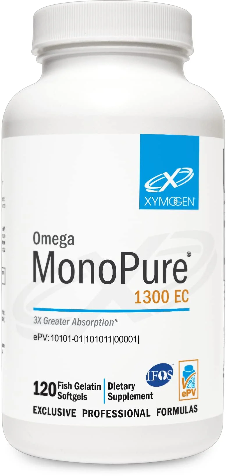 XYMOGEN Omega MonoPure 1300 EC - Heart & Brain Support - DHA & EPA Omega-3 Fish Oil - Monoglyceride High Absorption Softgels - Enteric Coated - 120 Softgels