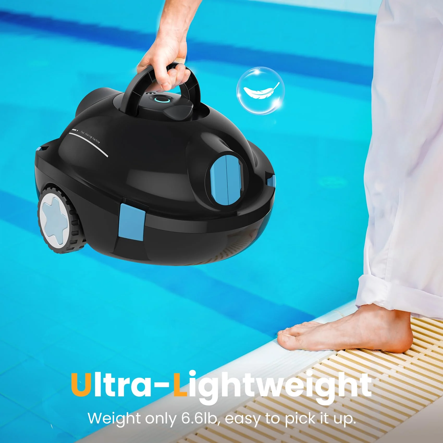 Y10 Cordless Robotic Pool Cleaner, Automatic Pool Vacuum - 90 Mins Runtime, Powerful Suction, Self-Parking, Lightweight for Above/Inground Pools Up to 65ft/1100 Sq.Ft (Coal) - Image 6