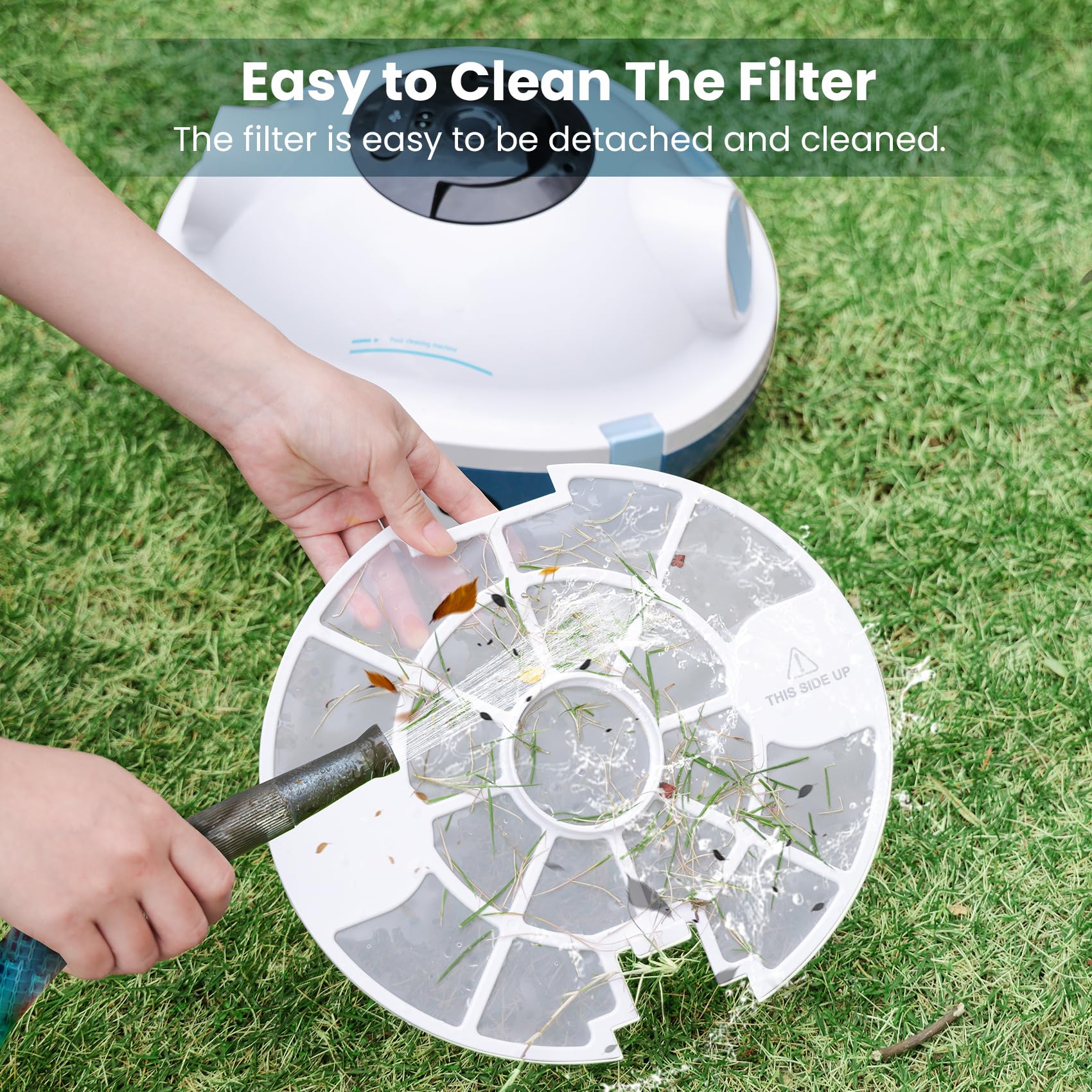 Y10 Cordless Robotic Pool Cleaner, Automatic Pool Vacuum - 90 Mins Runtime, Powerful Suction, Self-Parking, Lightweight for Above/Inground Pools Up to 65ft/1100 Sq.Ft (White) - Image 3