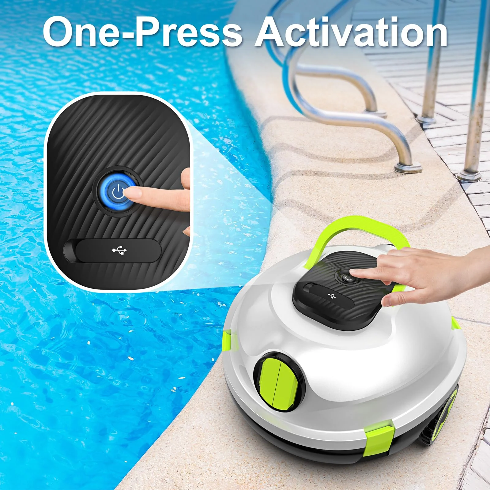 Y20 Cordless Robotic Pool Cleaner, Automatic Pool Vacuum for Above Ground & Inground Pool, 90 Min Runtime, Auto-Parking, Lightweight, Powerful Robot up to 1100 sq.ft - Image 3