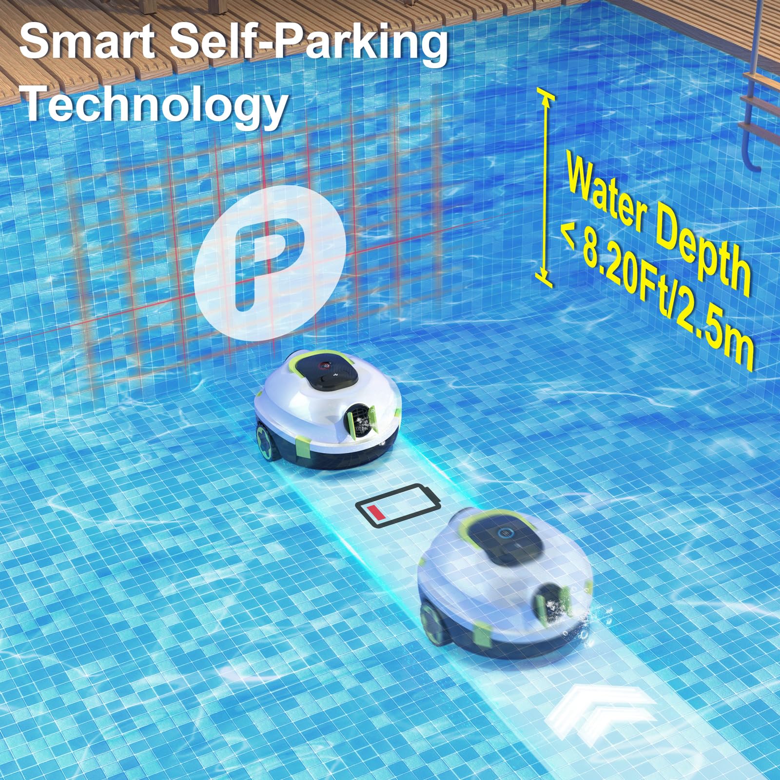 Y20 Cordless Robotic Pool Cleaner, Automatic Pool Vacuum for Above Ground & Inground Pool, 90 Min Runtime, Auto-Parking, Lightweight, Powerful Robot up to 1100 sq.ft - Image 6