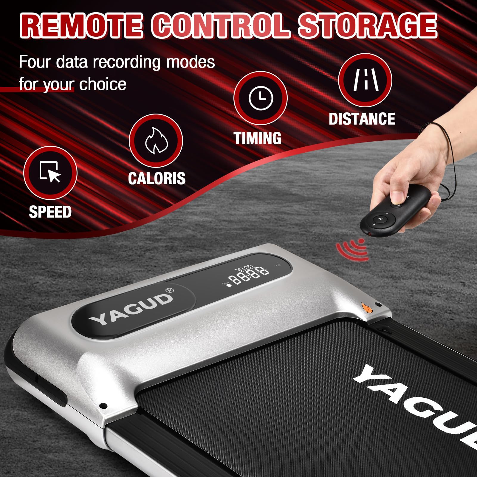 Yagud Under Desk Treadmill, Walking Pad for Home and Office, 2.5 HP Portable Walking Jogging Running Machine with Remote Control and LED Display, Silver - Image 6