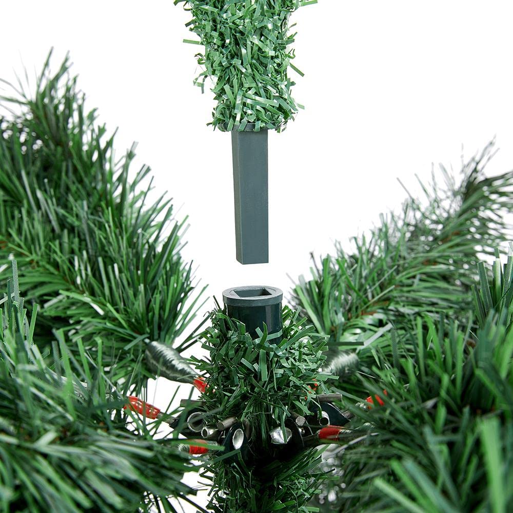 Yaheetech 6Ft Pre-lit Spruce Artificial Hinged Christmas Pine Tree Prelighted Holiday Xmas Tree for Home Party Decoration with 300 Warm White Lights and 818 Branch Tips, Green - Image 3