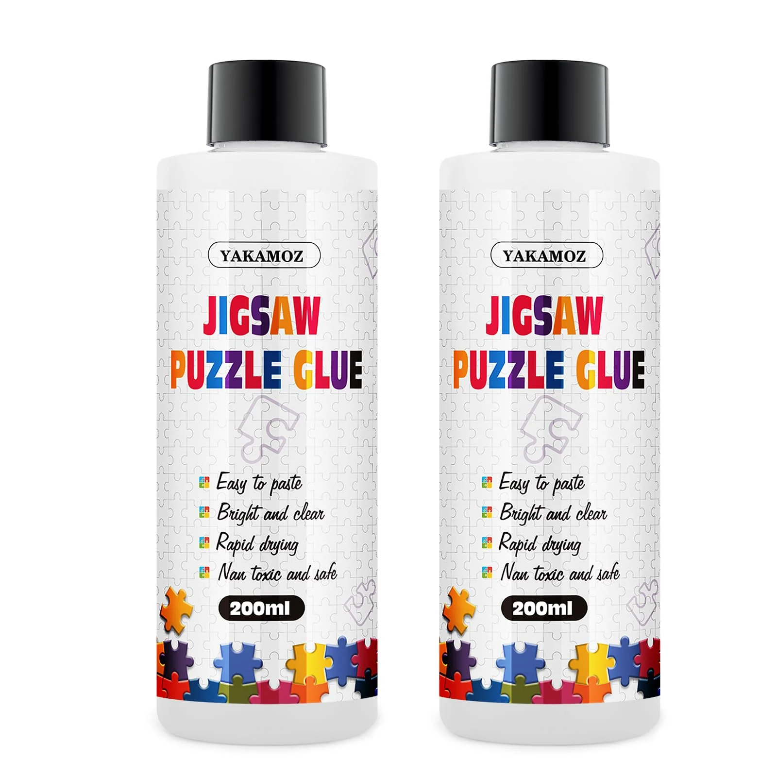 YAKAMOZ Clear Jigsaw Puzzle Glue with Precision Applicator – Non-Toxic, Quick Dry & Water-Soluble for Puzzles up to 10000 Pieces (400ML)