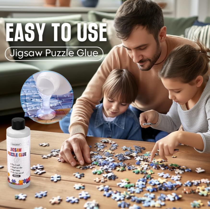 YAKAMOZ Clear Jigsaw Puzzle Glue with Precision Applicator – Non-Toxic, Quick Dry & Water-Soluble for Puzzles up to 10000 Pieces (400ML) - Image 4