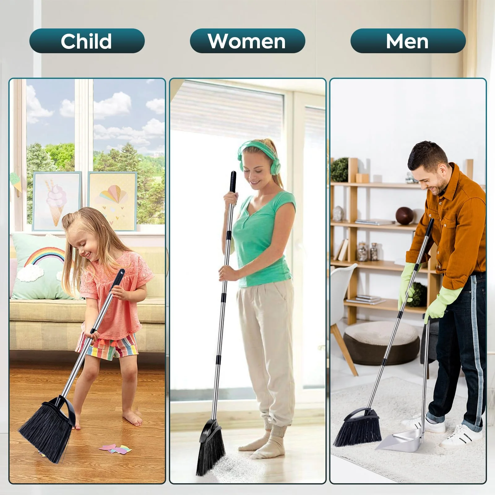 Yangbaga Dust Pans with Long Handle - 35”Heavy Duty Metal Upright Stand Up Dustpan - Long Handled Stand Up Dustpans - Best Dustpans for Home/Lobby/Shop/Garage/Yard - Image 2