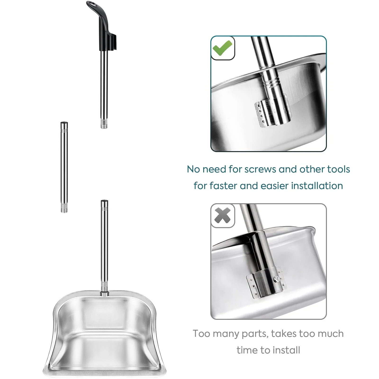 Yangbaga Dust Pans with Long Handle - 35”Heavy Duty Metal Upright Stand Up Dustpan - Long Handled Stand Up Dustpans - Best Dustpans for Home/Lobby/Shop/Garage/Yard - Image 4