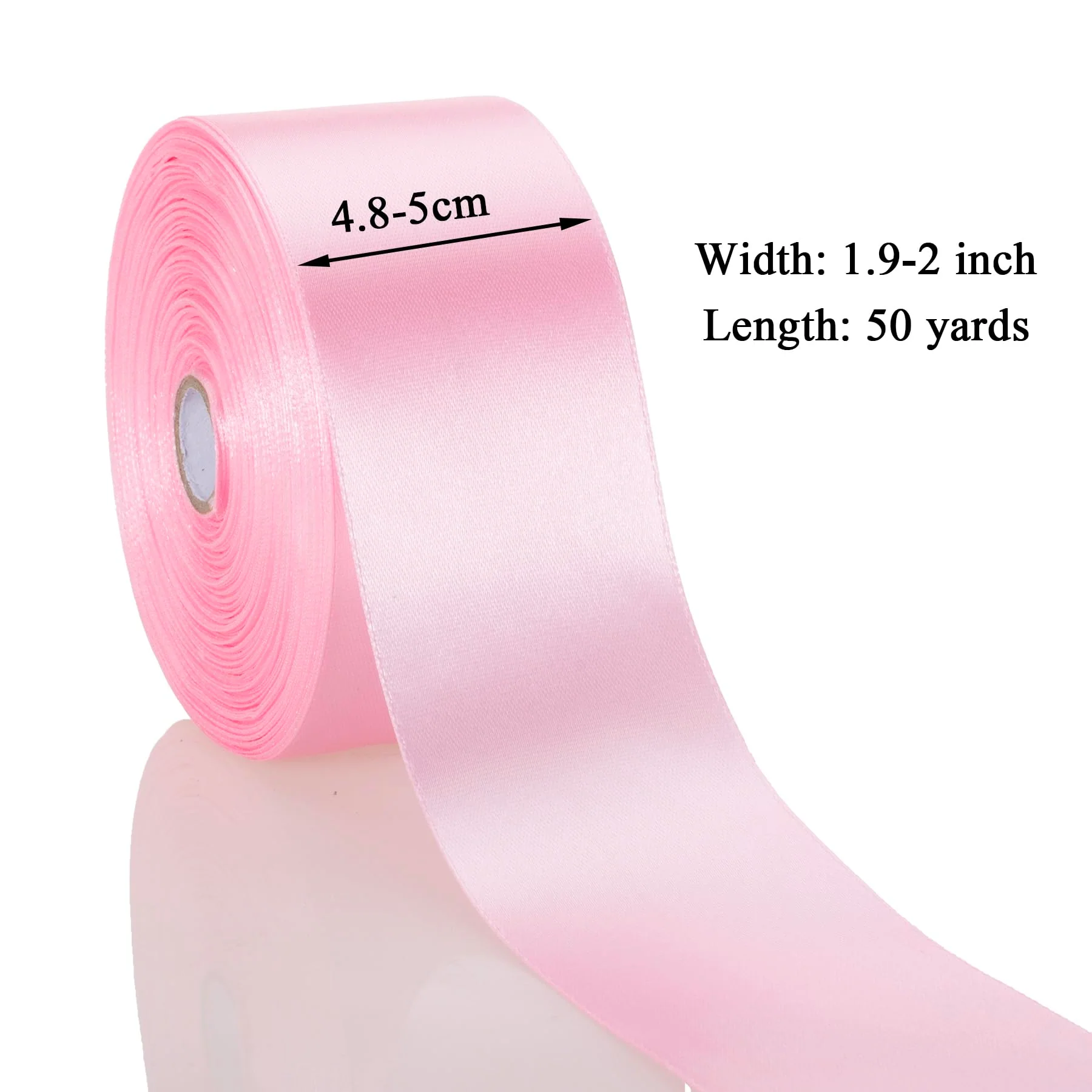 YASEO 2 Inch Pink Solid Satin Ribbon, 50 Yards Craft Fabric Ribbon for Gift Wrapping Floral Bouquets Wedding Party Decoration - Image 3