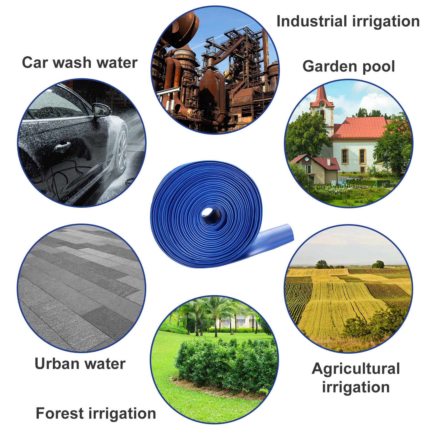 YASHINE PVC HOSE 1-1/2"*100ft, Pool Backwash Hose, Heavy Duty Reinforced Blue PVC Lay Flat Water, For Swimming Drain Pools and Clean Filters, with 2 Clamp - Image 3