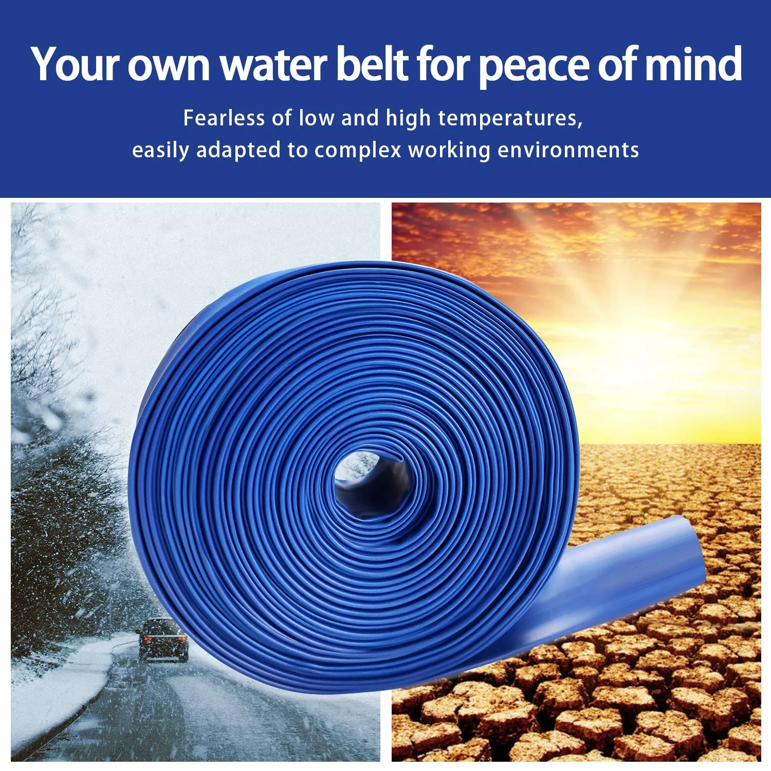 YASHINE PVC HOSE 2"*50ft, Pool Backwash Hose, Heavy Duty Reinforced Blue PVC Lay Flat Water, For Swimming Drain Pools and Clean Filters, with 2 Clamp - Image 3