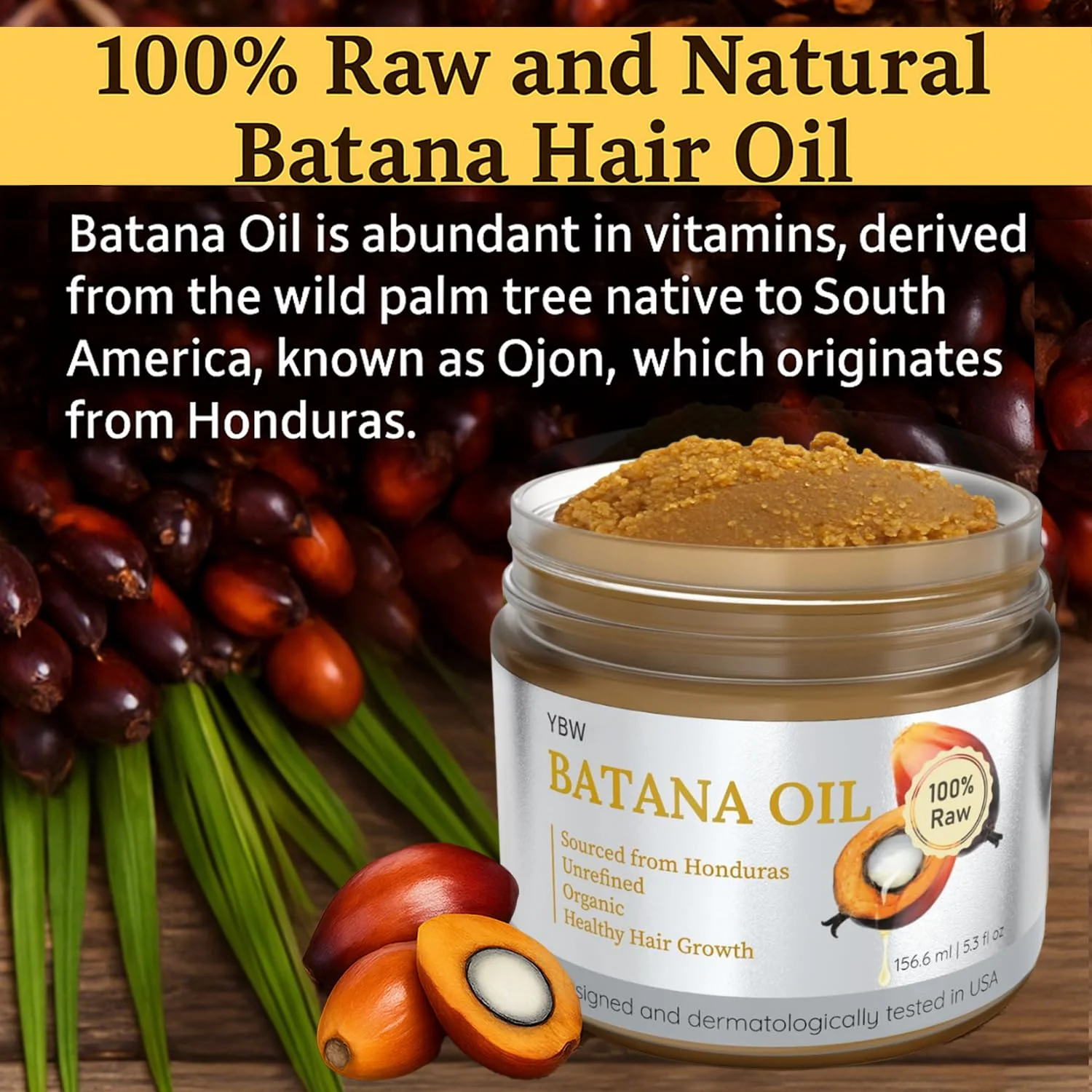 YBW Batana Oil for Hair Growth Dr. Sebi Organic, Natural, Pure and 100% Raw Batana Oil Paste from Honduras - Botana Enhances Hair Thickness, Prevents Loss for Men and Women - Image 3
