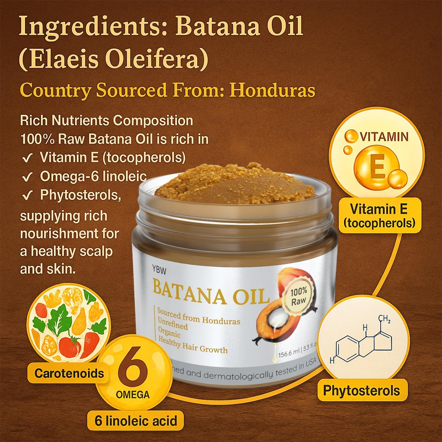 YBW Batana Oil for Hair Growth Dr. Sebi Organic, Natural, Pure and 100% Raw Batana Oil Paste from Honduras - Botana Enhances Hair Thickness, Prevents Loss for Men and Women - Image 4