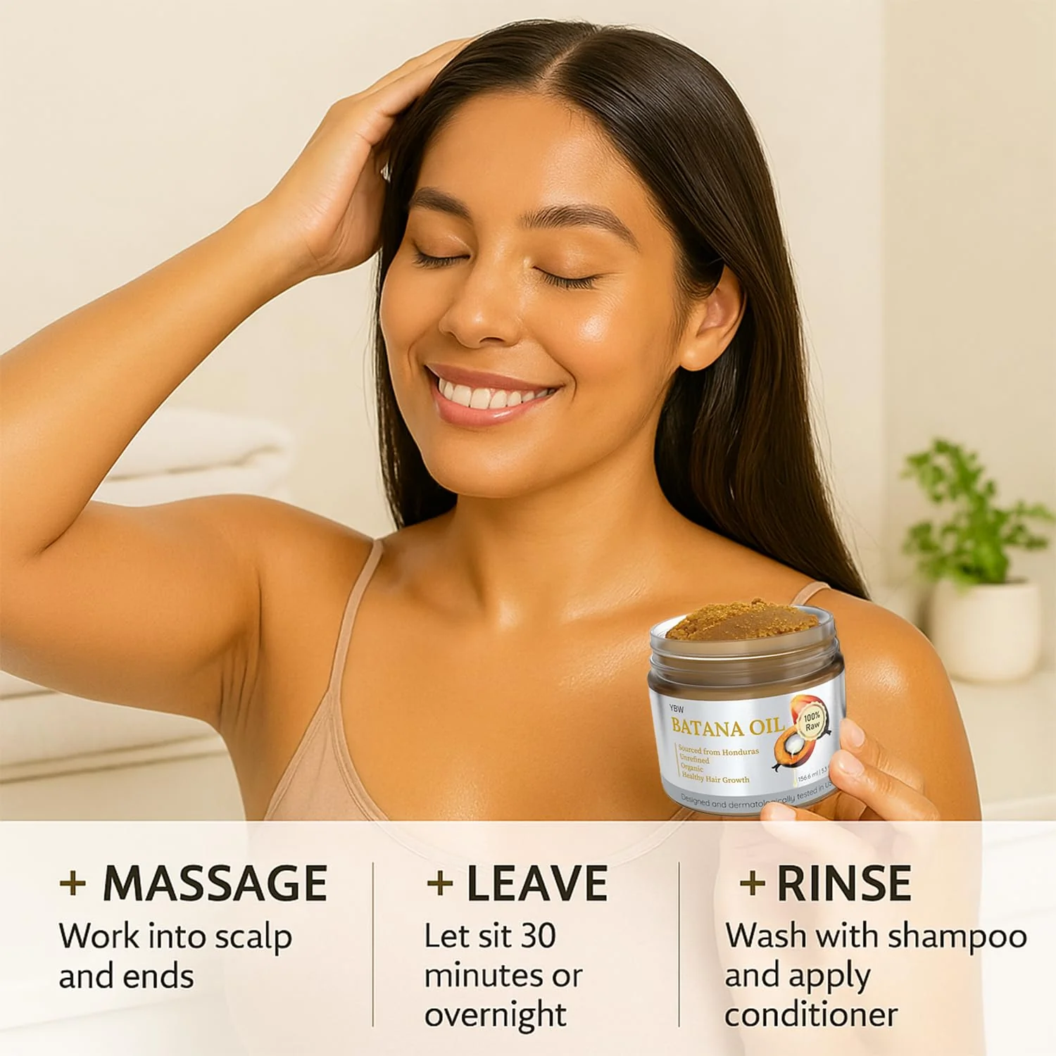 YBW Batana Oil for Hair Growth Dr. Sebi Organic, Natural, Pure and 100% Raw Batana Oil Paste from Honduras - Botana Enhances Hair Thickness, Prevents Loss for Men and Women - Image 6