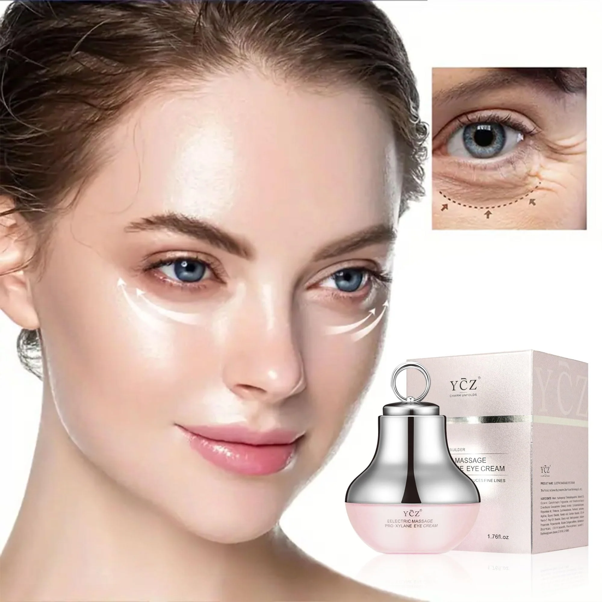 Ycz Electric Massage Eye Cream, 2-In-1 Firming Eye Moisturizer for Under Eye Care, Targets Dark Circles and Fine Lines, Deep Hydration Soothes Eye Fatigue, Suitable Lightweight Texture for Daily Use - Image 2