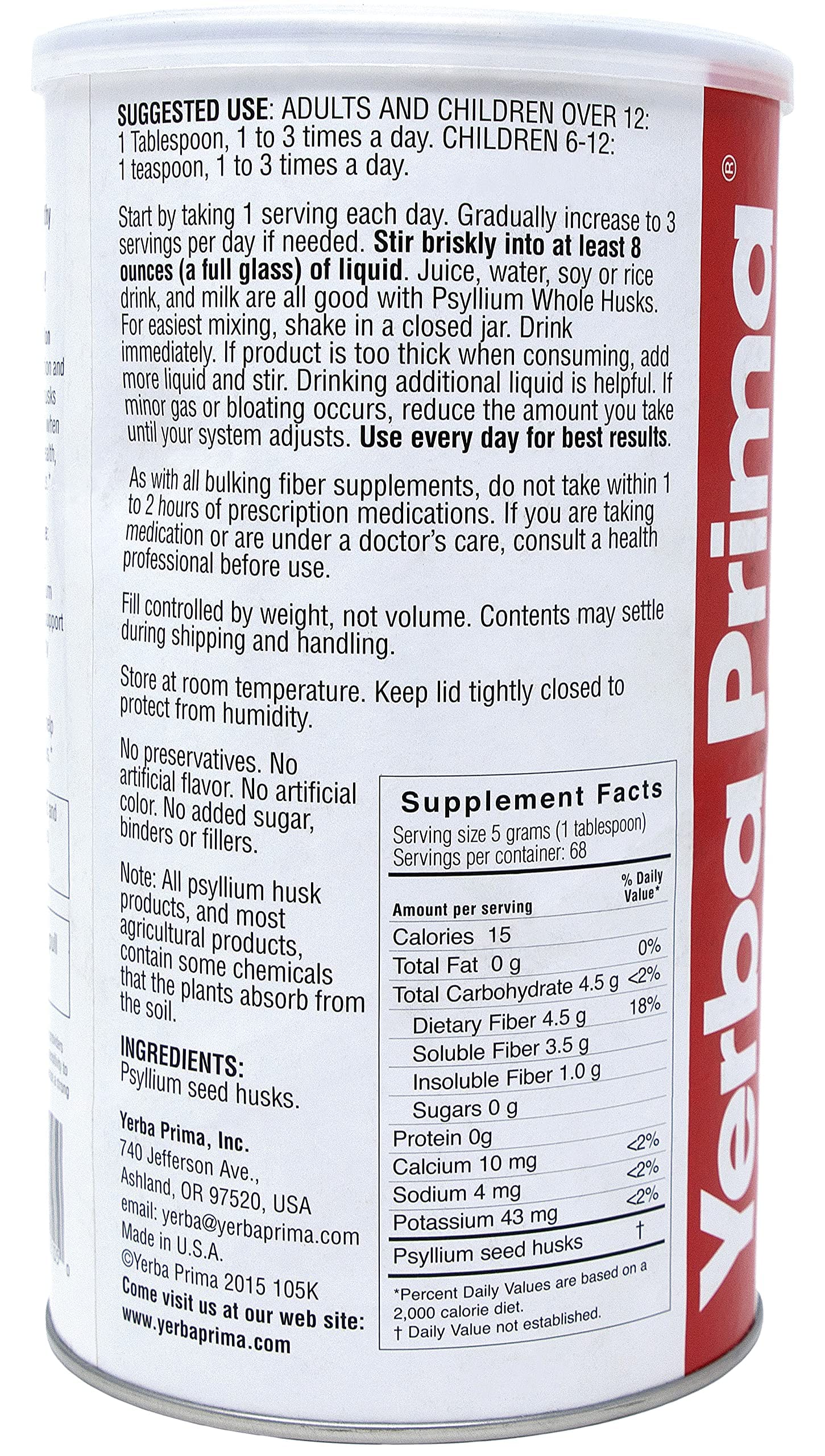 Yerba Prima Psyllium Husk, 12 Ounce - Whole Husk Fiber Supplement, Vegan, No Sugar or Artificial Sweeteners, Non GMO, Gluten Free - Image 2