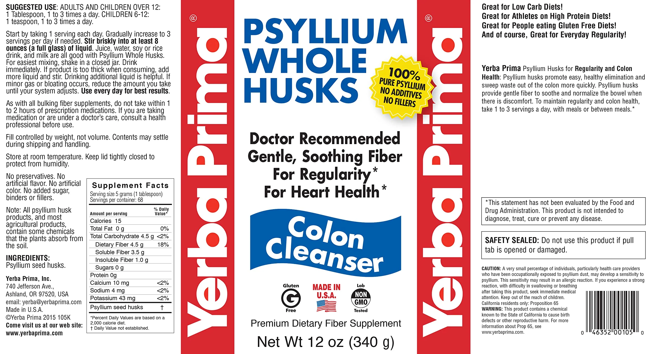 Yerba Prima Psyllium Husk, 12 Ounce - Whole Husk Fiber Supplement, Vegan, No Sugar or Artificial Sweeteners, Non GMO, Gluten Free - Image 3