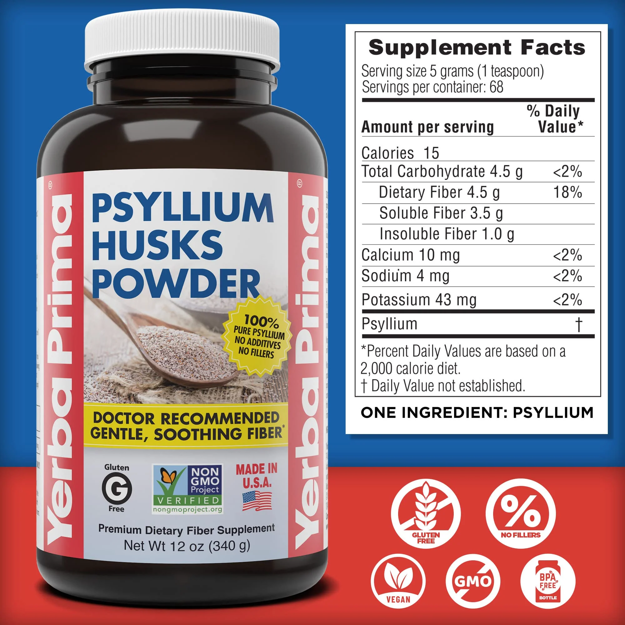 Yerba Prima Psyllium Husks Powder 12 oz - Natural Fiber Supplement - Colon Cleanser - Gut Health - Vegan, Non-GMO, Gluten-Free (New Label - Packaging May Vary) - Image 5