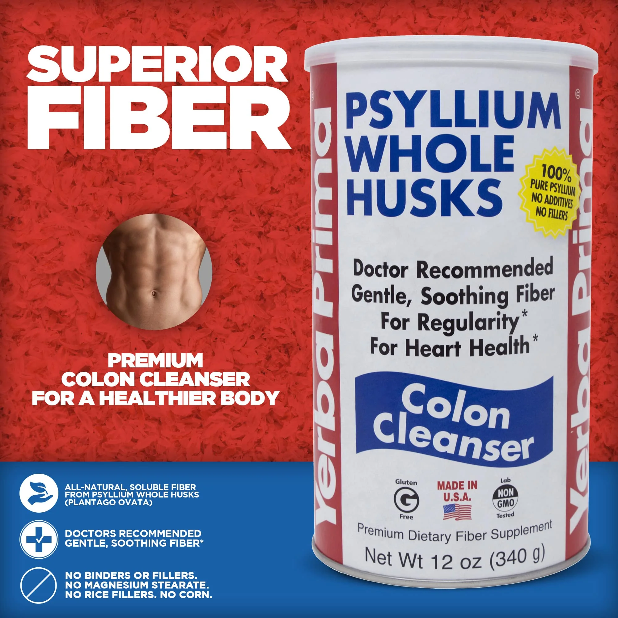 Yerba Prima Psyllium Whole Husks, 12 oz (2 Pack) - Colon Cleanser, Gluten Free, Non-GMO, Soothing Regularity - Image 4