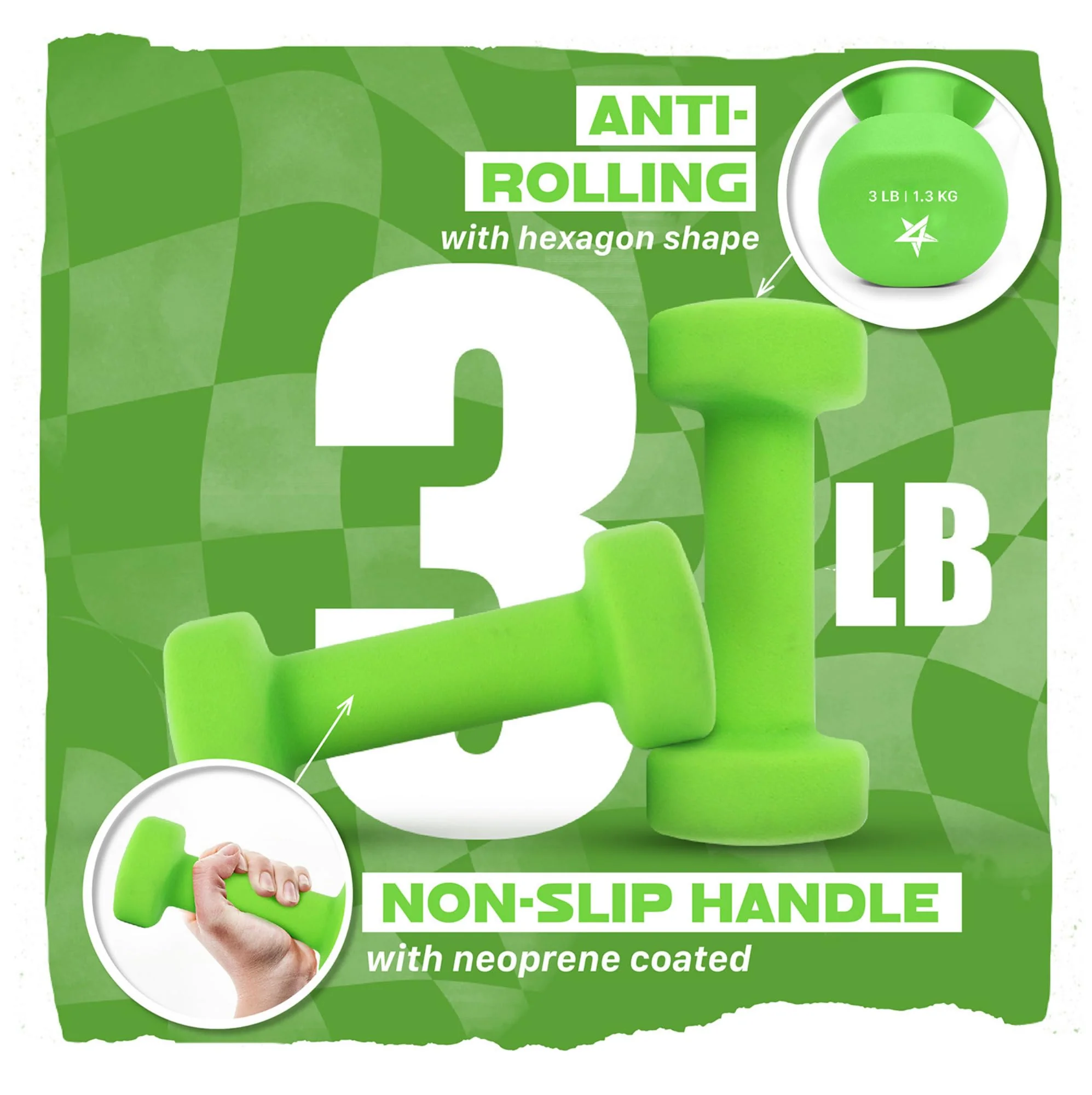 Yes4All 3 lbs Dumbbells Neoprene with Non Slip Grip ��� Great for Total Body Workout ��� Total Weight: 6 lbs (Set of 2) - Image 6