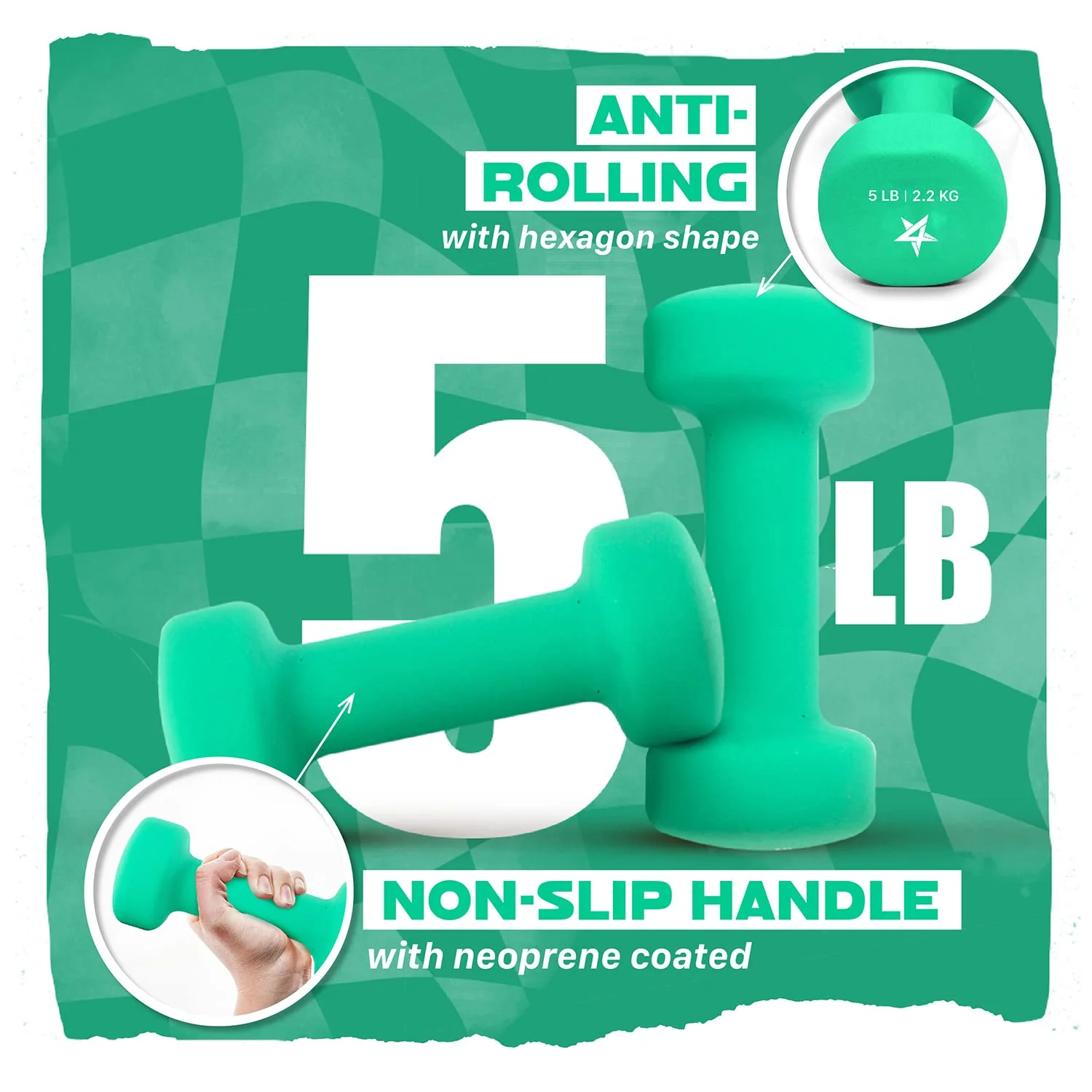 Yes4All 5 lbs Dumbbells Neoprene with Non Slip Grip ��� Great for Total Body Workout ��� Total Weight: 10 lbs (Set of 2) - Image 5