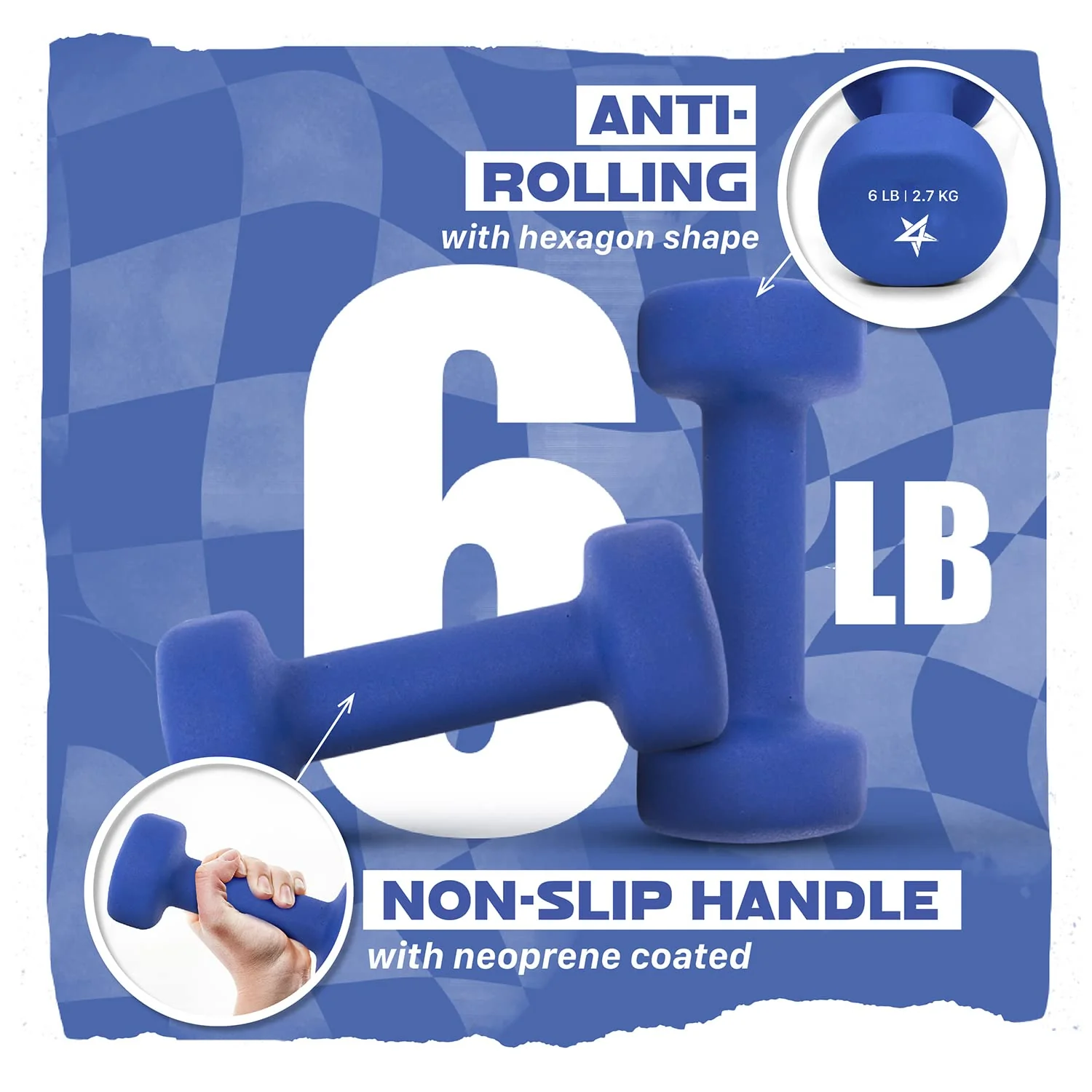 Yes4All 6 lbs Dumbbells Neoprene with Non Slip Grip ��� Great for Total Body Workout ��� Total Weight: 12 lbs (Set of 2) - Image 6