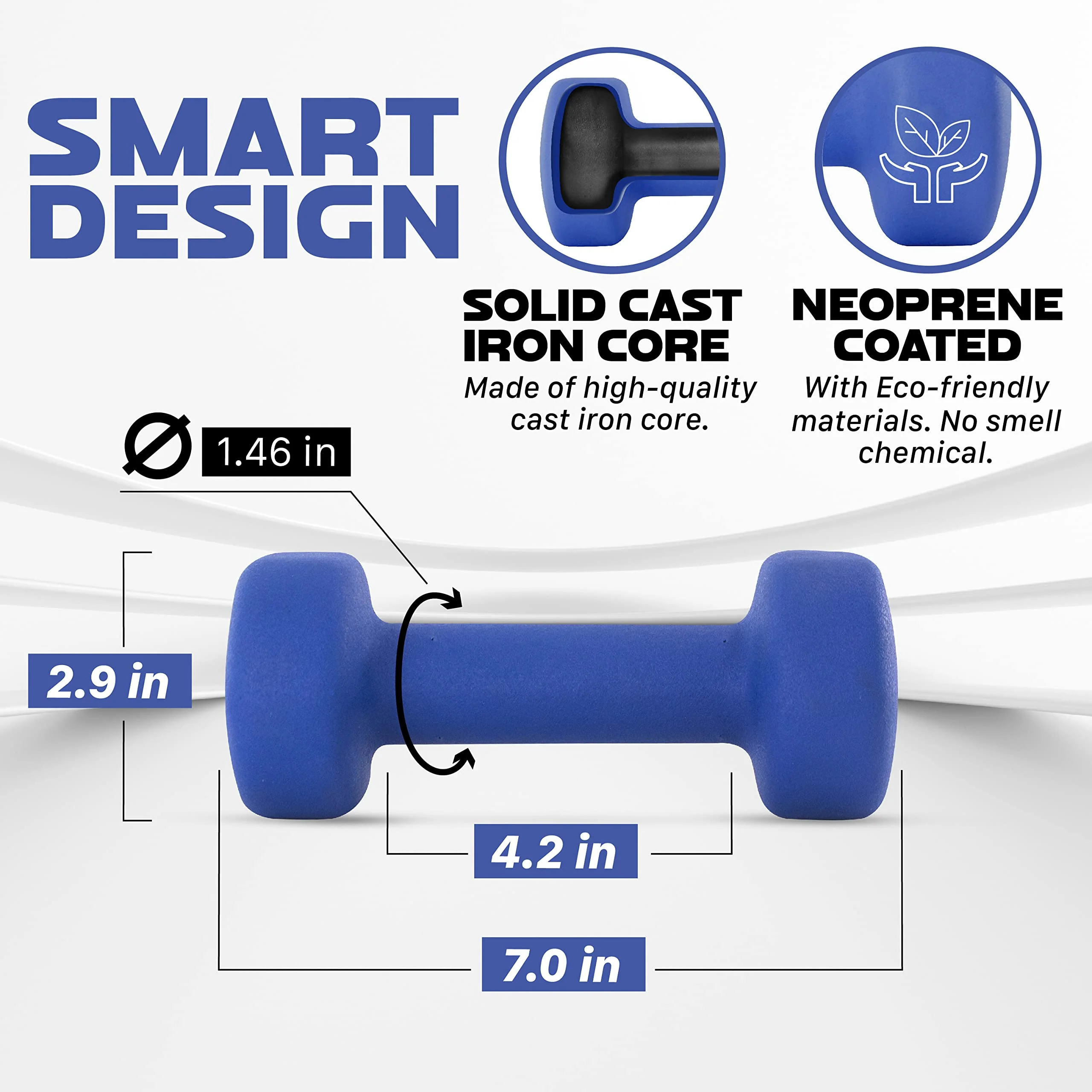Yes4All 6 lbs Dumbbells Neoprene with Non Slip Grip ��� Great for Total Body Workout ��� Total Weight: 12 lbs (Set of 2) - Image 8
