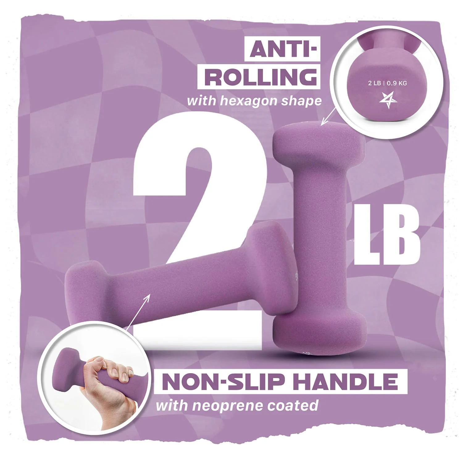 Yes4All Exercise amp Fitness Ibs Yes4All Non Slip Hexagon 2lbs Neoprene Dumbbell Set for Muscle Toning Stren, A-Purple-2 lbs , 2 Pair US - Image 6