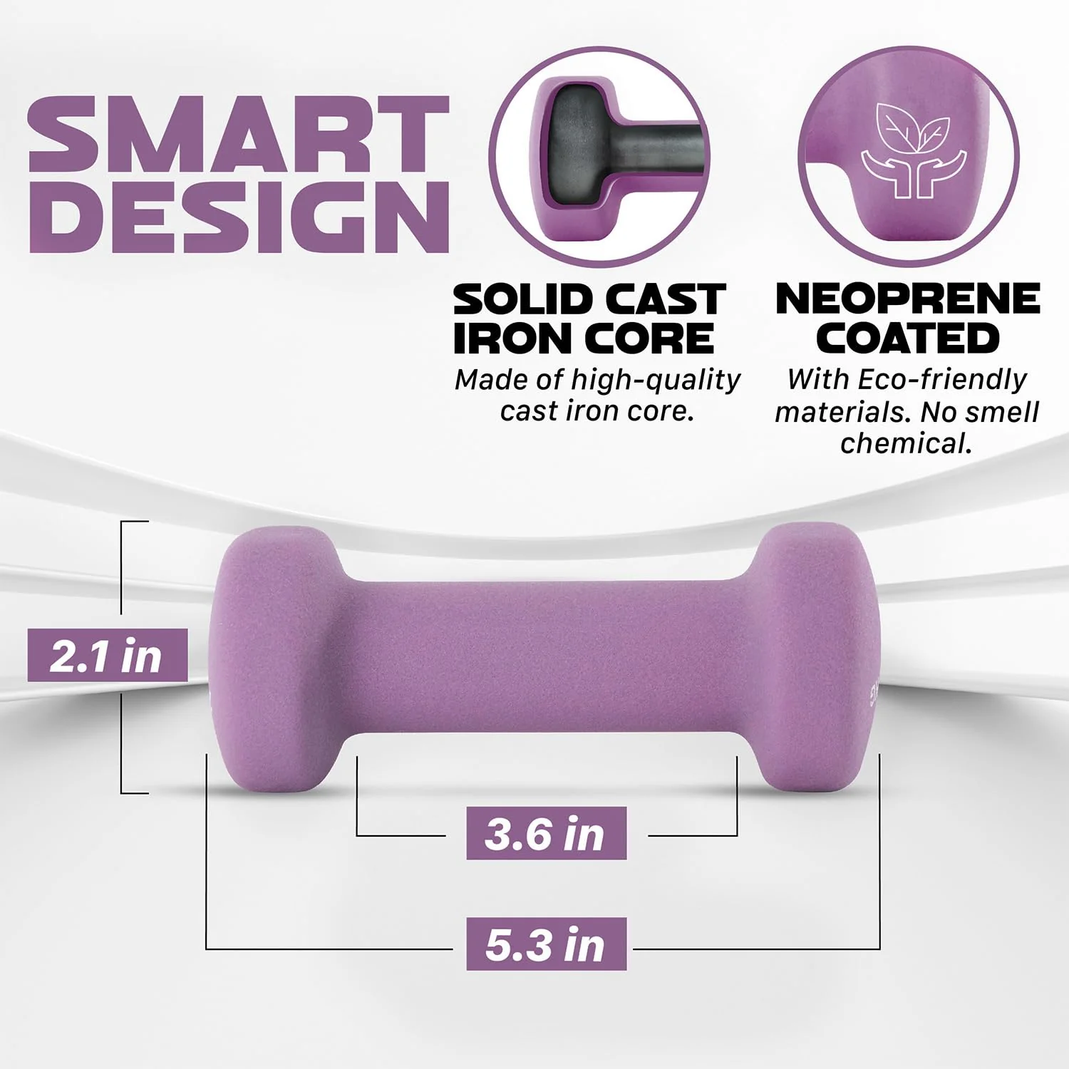 Yes4All Exercise amp Fitness Ibs Yes4All Non Slip Hexagon 2lbs Neoprene Dumbbell Set for Muscle Toning Stren, A-Purple-2 lbs , 2 Pair US - Image 7