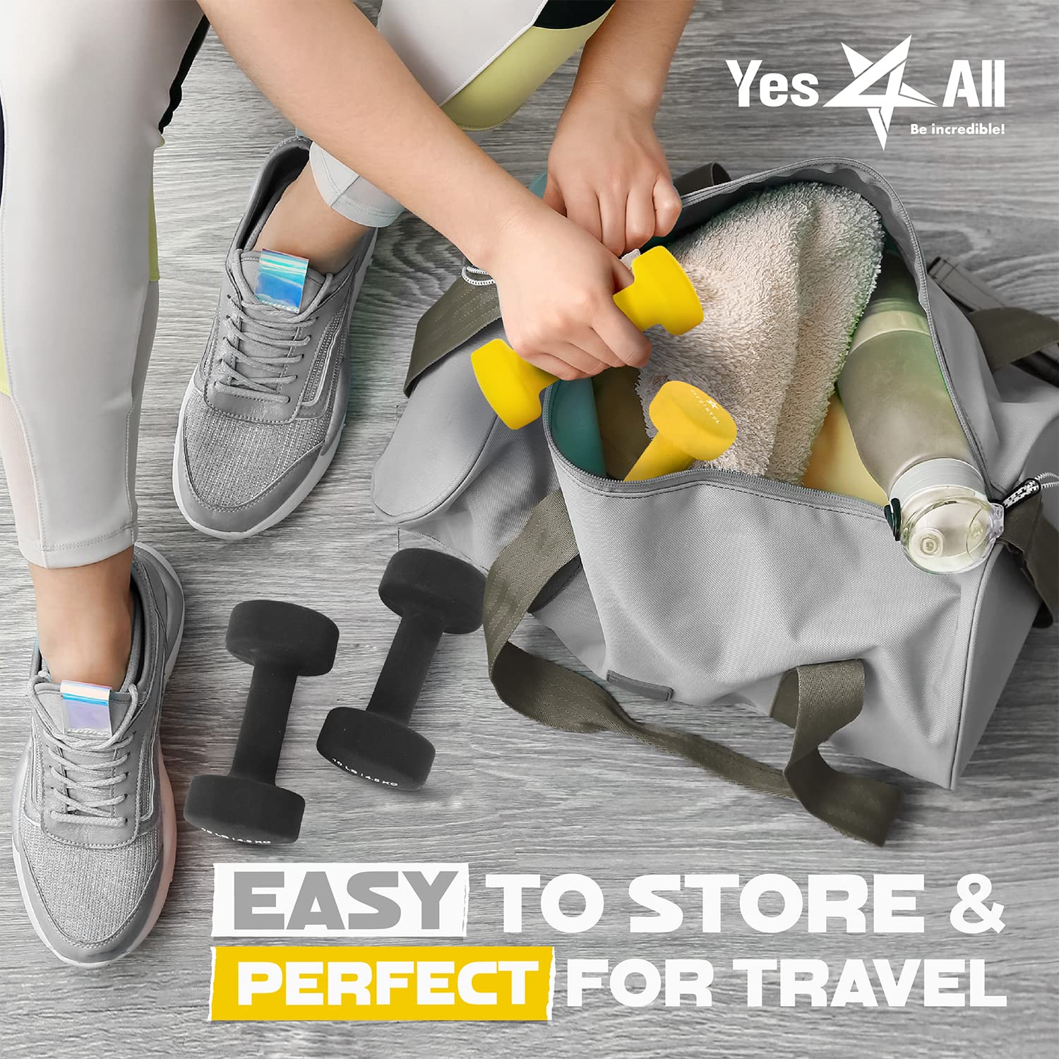 Yes4All Neoprene Coated Dumbbell Hand Weight Sets of 2 - Multiple Weight Options with 15 Colors, Anti-roll, Anti-Slip, Hexagon Shape - Image 2