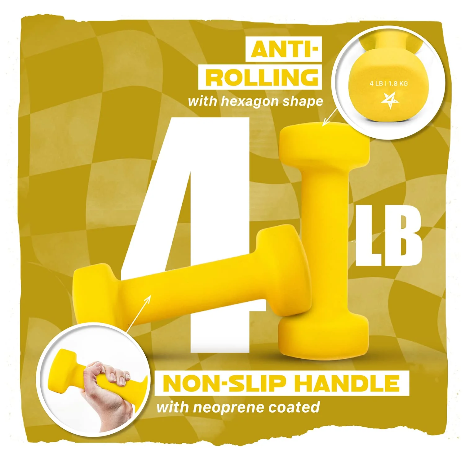 Yes4All Neoprene Coated Dumbbell Hand Weight Sets of 2 - Multiple Weight Options with 15 Colors, Anti-roll, Anti-Slip, Hexagon Shape - Image 6