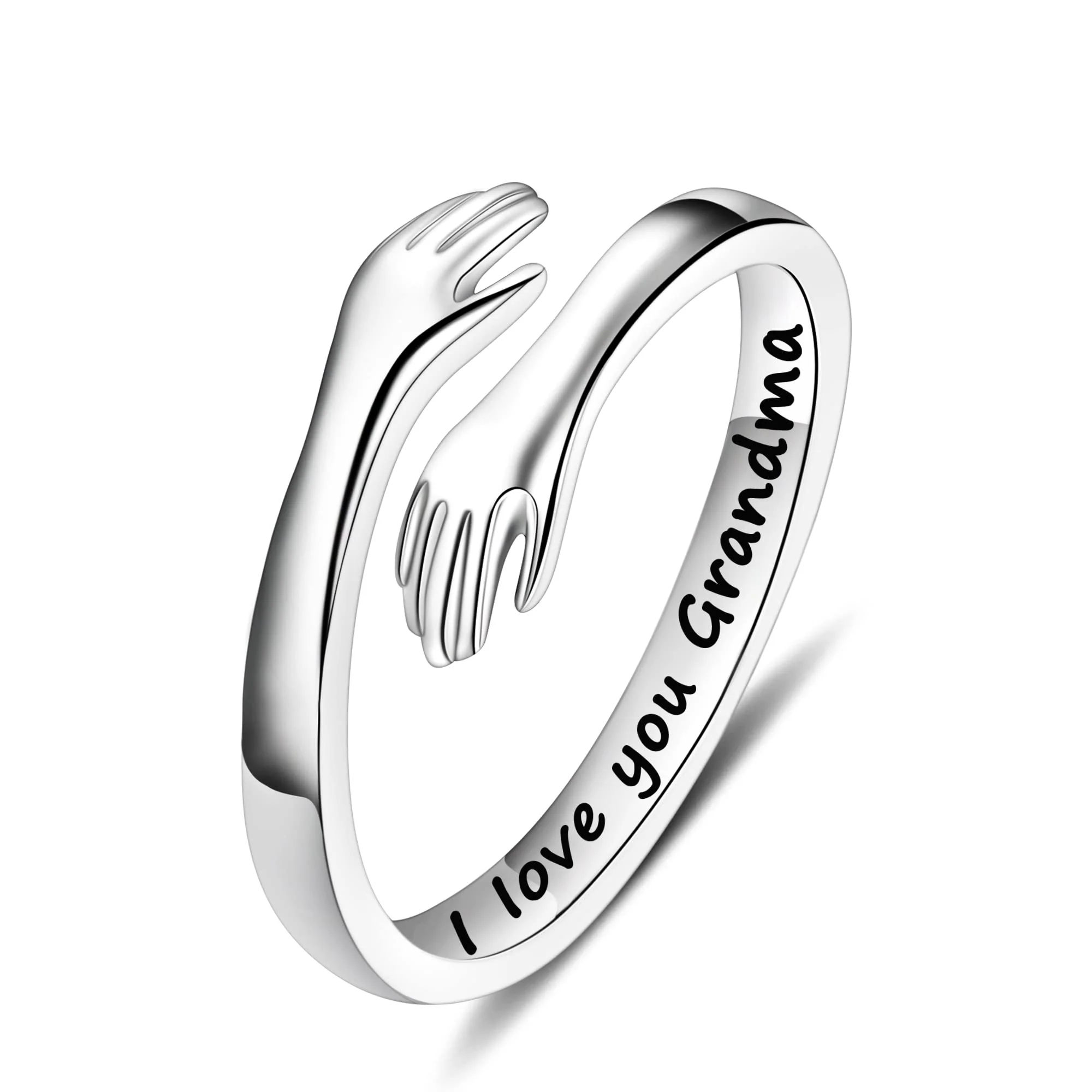 Yesteel Grandma Gifts Grandma Ring, I Love You Grandmother Hug Rings Grandma Jewelry Grandma Birthday Christmas New Best Great Grandma Mothers Day Gifts for Grandma