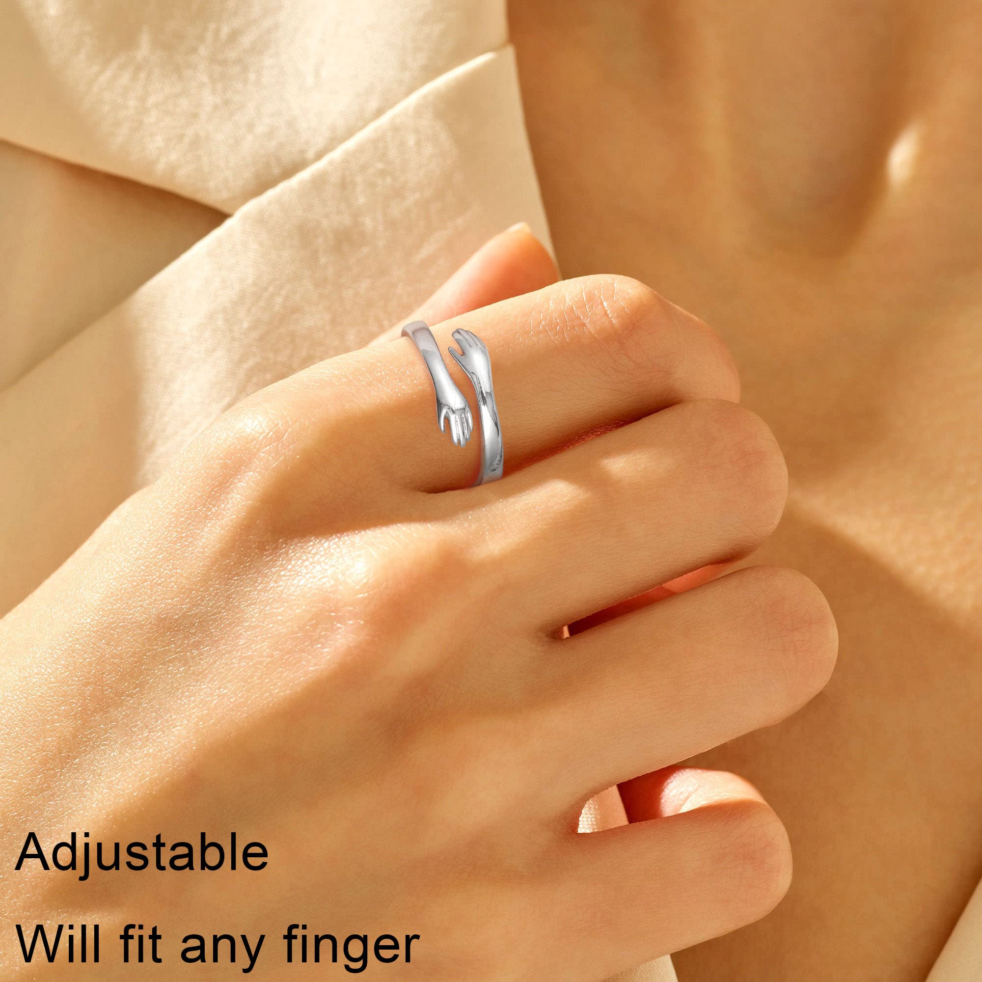 Yesteel Grandma Gifts Grandma Ring, I Love You Grandmother Hug Rings Grandma Jewelry Grandma Birthday Christmas New Best Great Grandma Mothers Day Gifts for Grandma - Image 5