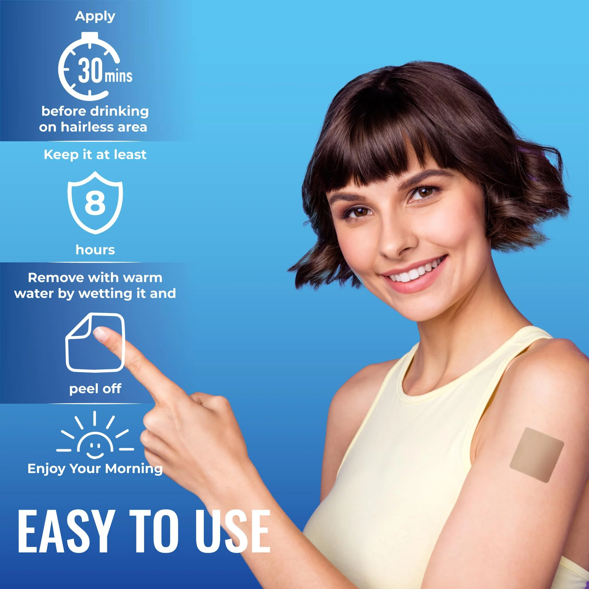 YETAIM Recovery Patches for Women Men: 48-Pack Energy Boost Fast Recovery - Day Night Party Support - Apply on Arm Neck Wrist Back for Party Fun Morning Revival - Clear Blue - Image 6