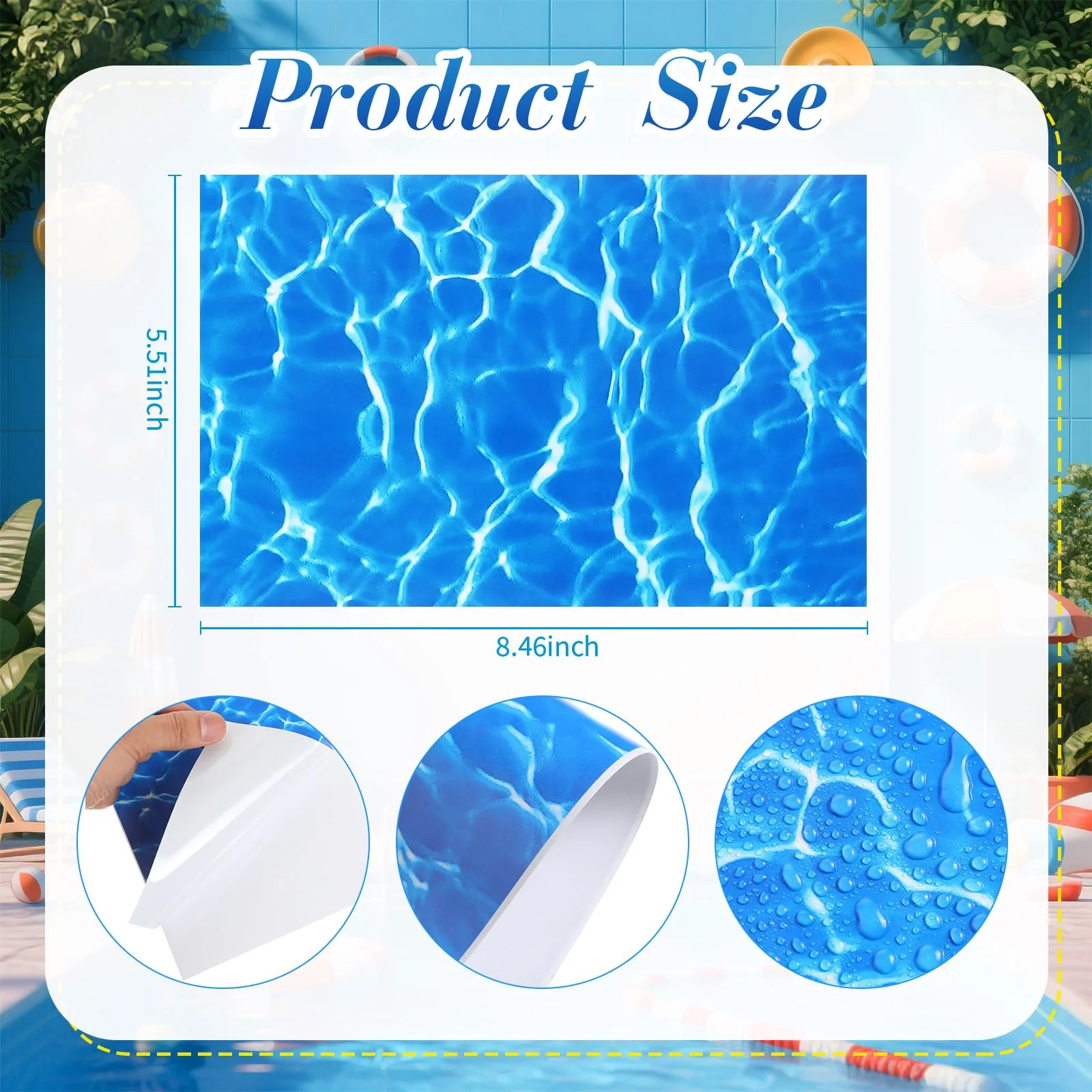 Yexiya 6 Pcs PVC Pool Repair Patches 8.45x5.51 Inch - Heavy-Duty Vinyl Adhesive Patch Kit for Above Ground Pools, Air Mattress, Inflatable Boats, Tents(Ripple,Light Blue) - Image 6
