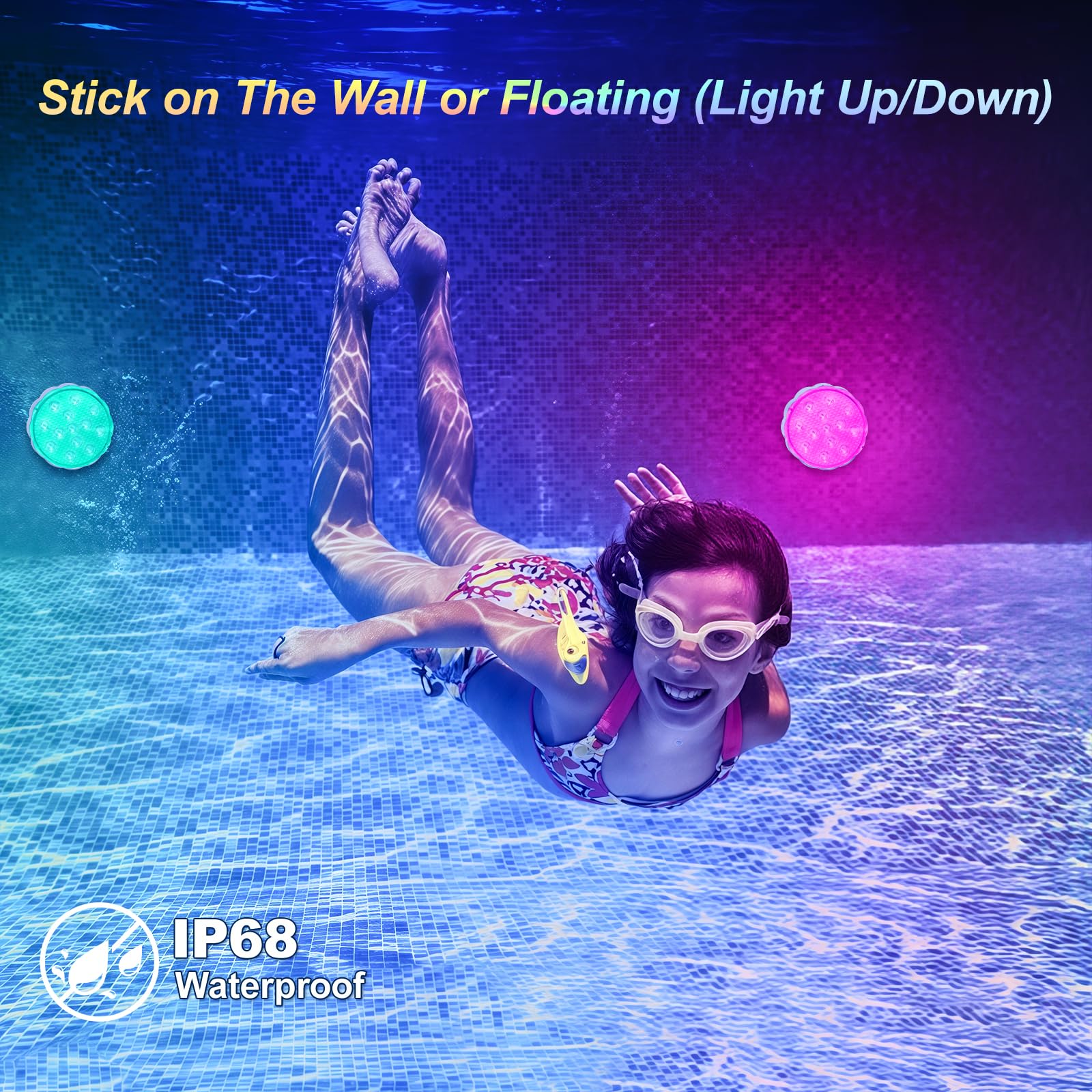 YiaMia Rechargeable Pool Lights with Remote, 2 Pack IP68 Waterproof Submersible LED Lights for Above Ground & Inground Pools, Bath, Shower, Party Decoration, Spas, Aquariums - Image 3
