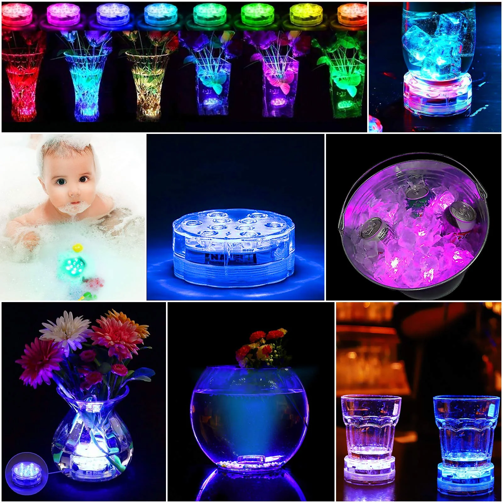 YiaMia Submersible Led Battery Operated Spot Lights with Remote, Decorative Fish Bowl Small Lamps for Aquarium Vase Base Pond Wedding Halloween Party (4 Pack) - Image 6