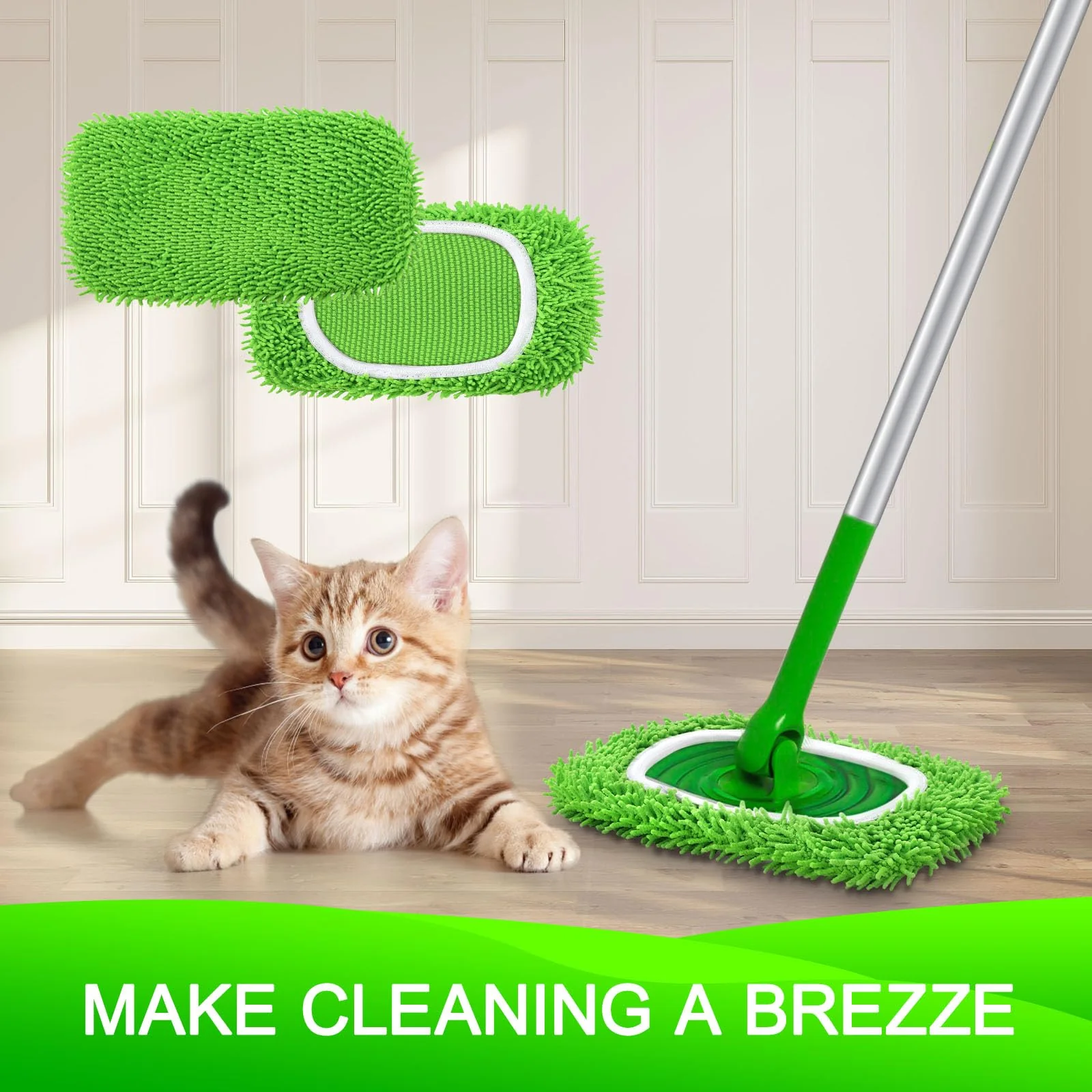 Yicotira Reusable Microfiber Mop Pads Compatible with Swiffer Sweeper- 8 Pack Dry Sweeping Cloths & Wet Mopping Cloths - Washable Wet Pads Refill for Mopping Floors (Mop is not Included) - Image 2