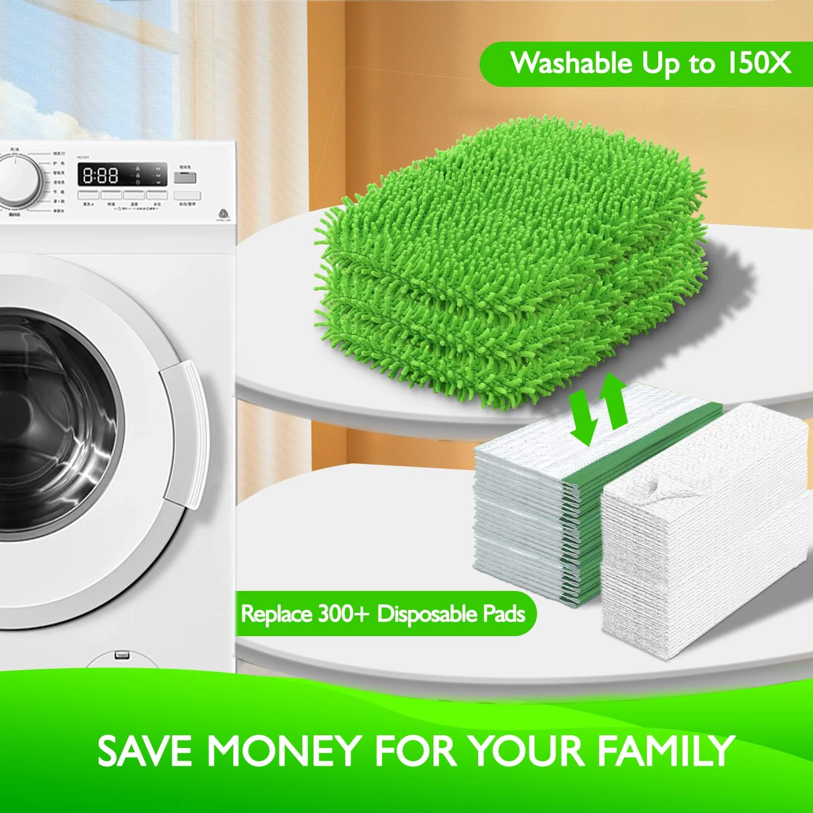 Yicotira Reusable Microfiber Mop Pads Compatible with Swiffer Sweeper- 8 Pack Dry Sweeping Cloths & Wet Mopping Cloths - Washable Wet Pads Refill for Mopping Floors (Mop is not Included) - Image 5