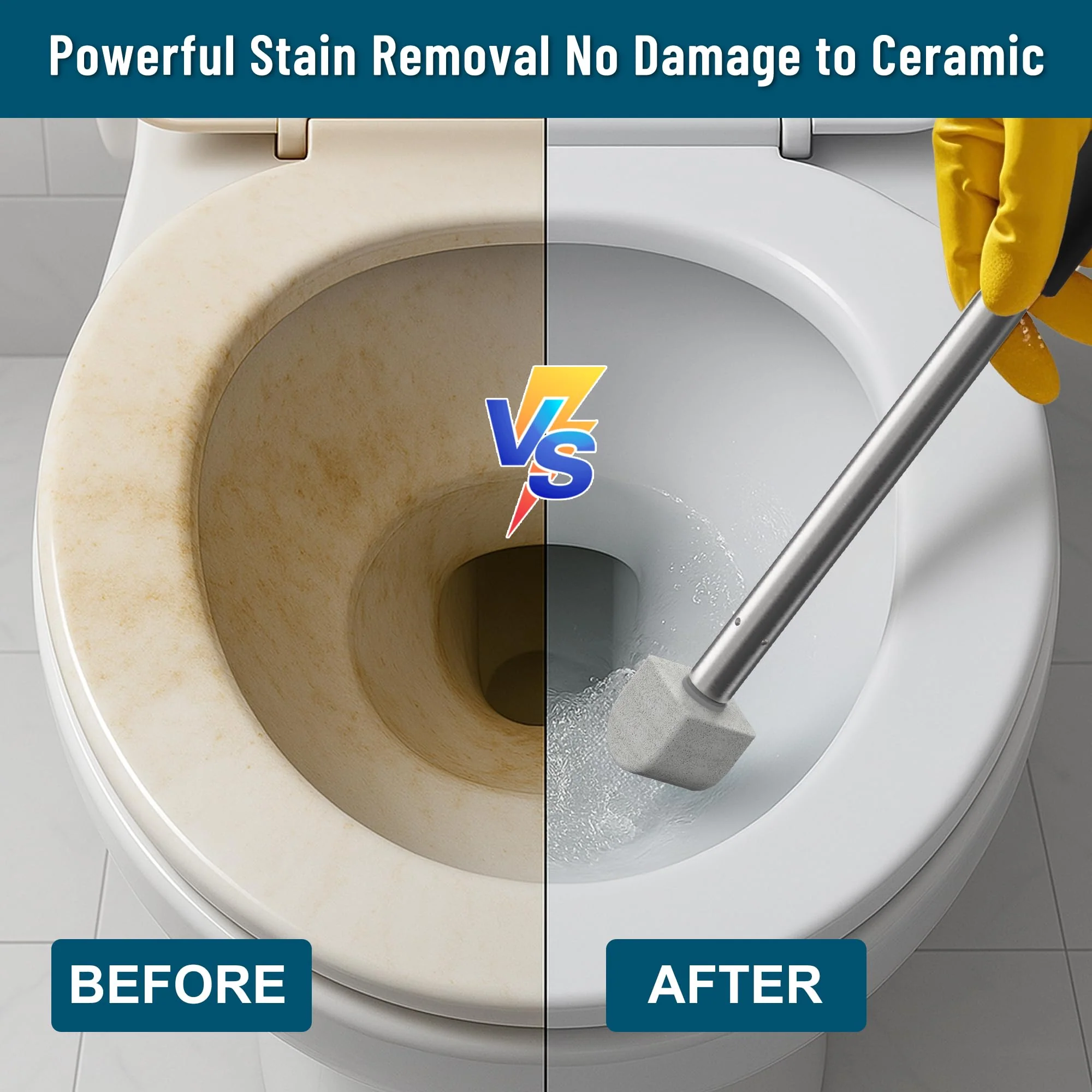 YINGMORE 2026 New Pumice Toilet Cleaner 17inch with Handle - Toilet, Pool & Tub Hard Water Stain Remover (1handle+8pumice) - Image 3