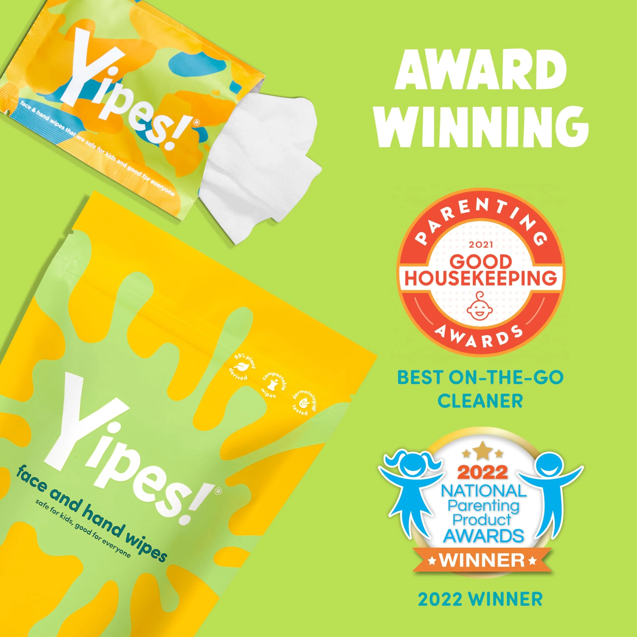 Yipes! Kids Face and Hand Wipes | Compostable Wet Wipes for Sensitive Skin | Individually Wrapped | Classroom Must Haves | Travel Essentials | For Backpacks, Lunchboxes, Classroom Supplies | 4 pack - Image 7