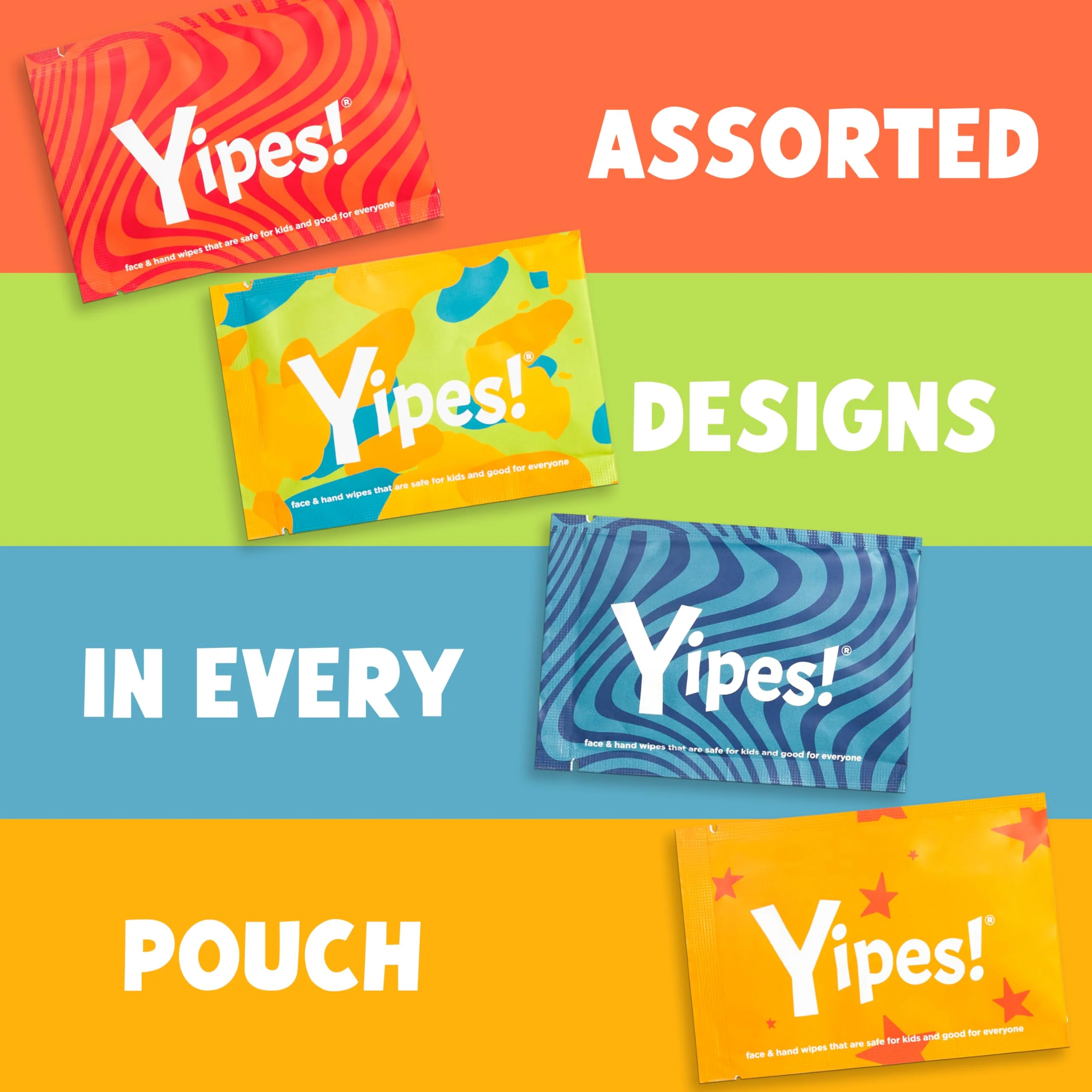 Yipes! Kids Face and Hand Wipes | Compostable Wet Wipes for Sensitive Skin | Individually Wrapped | Classroom Must Haves | Travel Essentials | For Backpacks, Lunchboxes, Classroom Supplies | 4 pack - Image 8