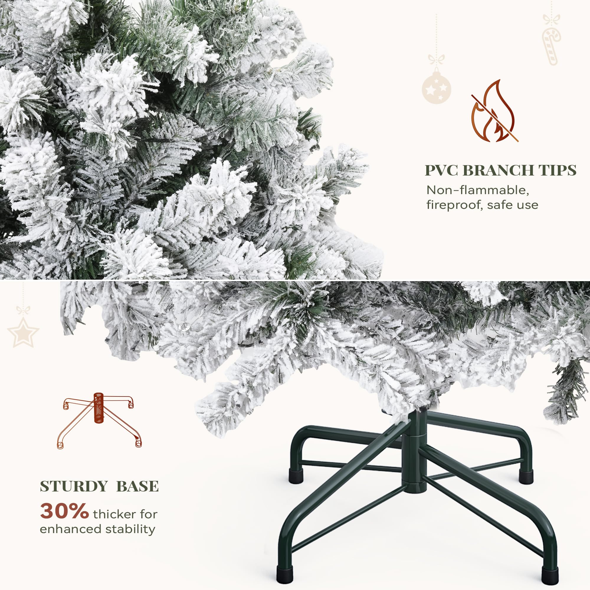 YITAHOME Prelit Snow Flocked Artificial Full Christmas Tree 6ft with Remote Control, Christmas Pine Tree with 11 Light-Modes, 1000 Branch Tips, and Foldable Base for Home, Party Decoration - Image 5