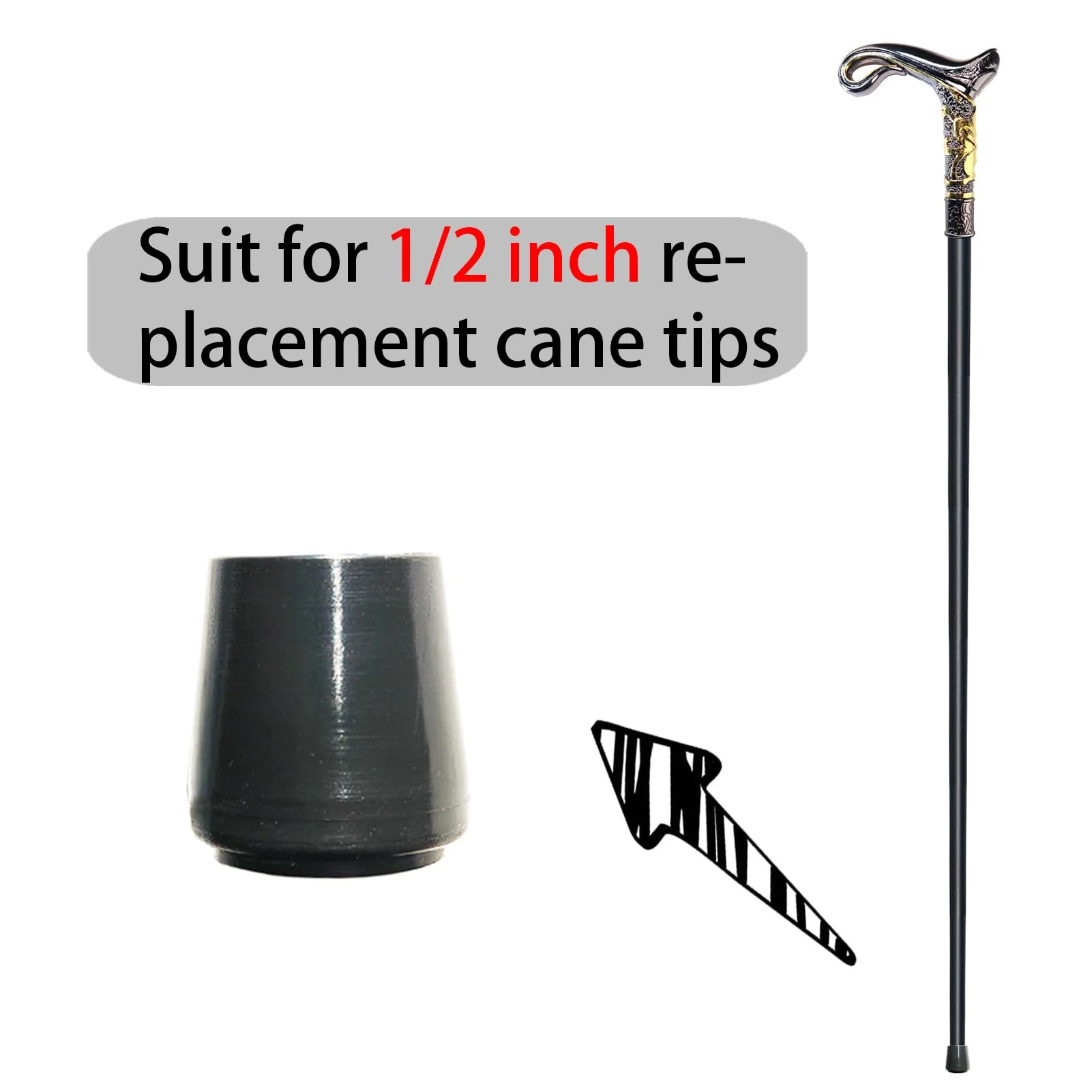 YIVIYAR Walking Cane for Men & Women & Seniors - 36.5 Inch Heavy Duty 500+ lbs Capacity, Ergonomic Handle, Decorative & Ornate Design, Gothic & Goth Elegant Matte Black & Gold Artistry, Metal Cane - Image 5