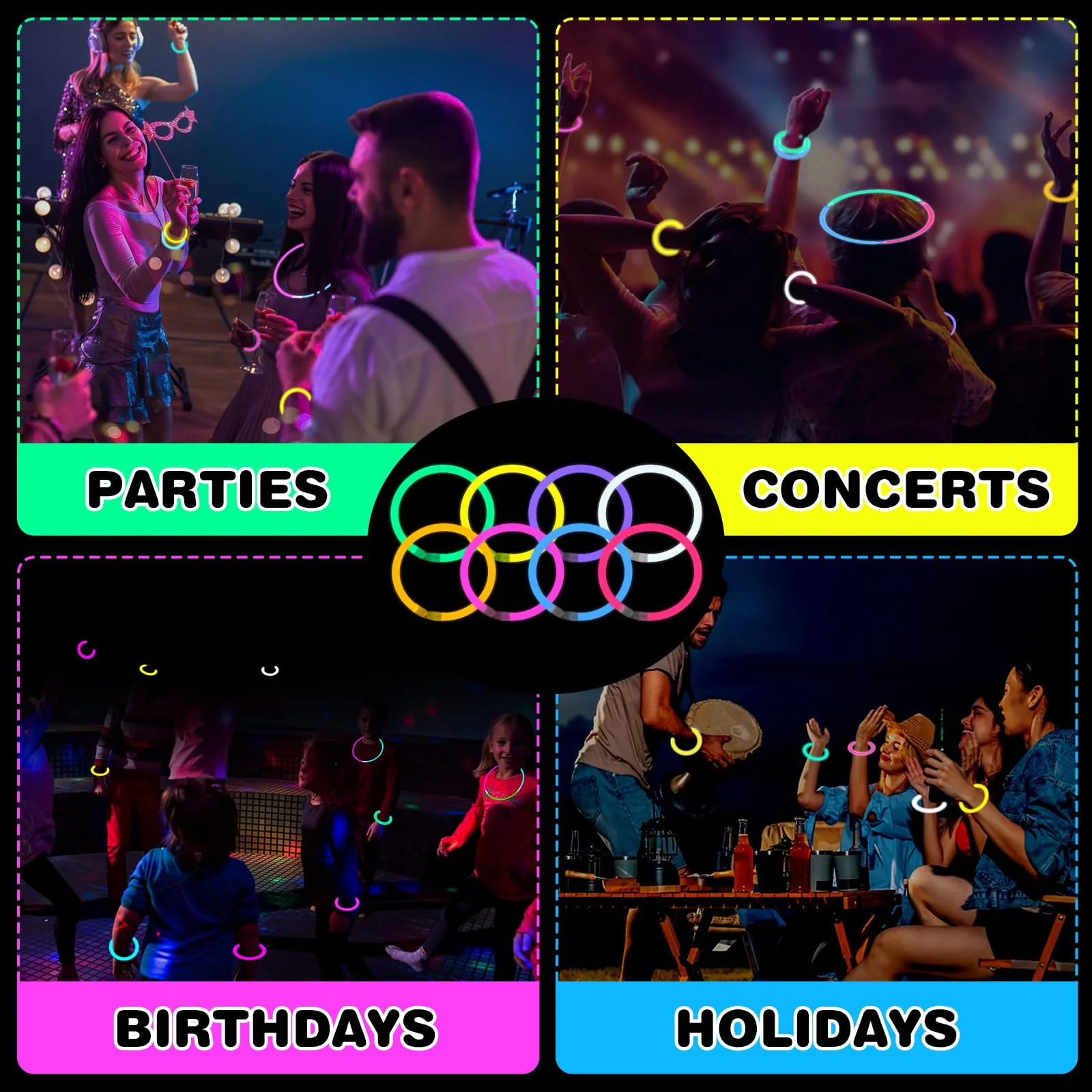YixangDD 500 PCS Ultra Bright Glow Sticks, 8 Inch Glow Sticks Bulk Party Pack, Light Up Sticks for Glow Bracelets, Necklaces, Concerts, Christmas, Party Supplies with 500 Connectors - Image 2