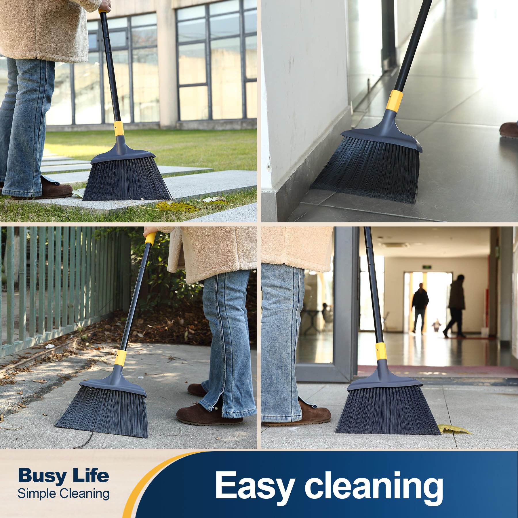 Yocada Heavy-Duty Broom Outdoor Commercial for Courtyard Garage Lobby Mall Market Floor Home Kitchen Room Office Pet Hair Rubbish 54Inch - Image 3