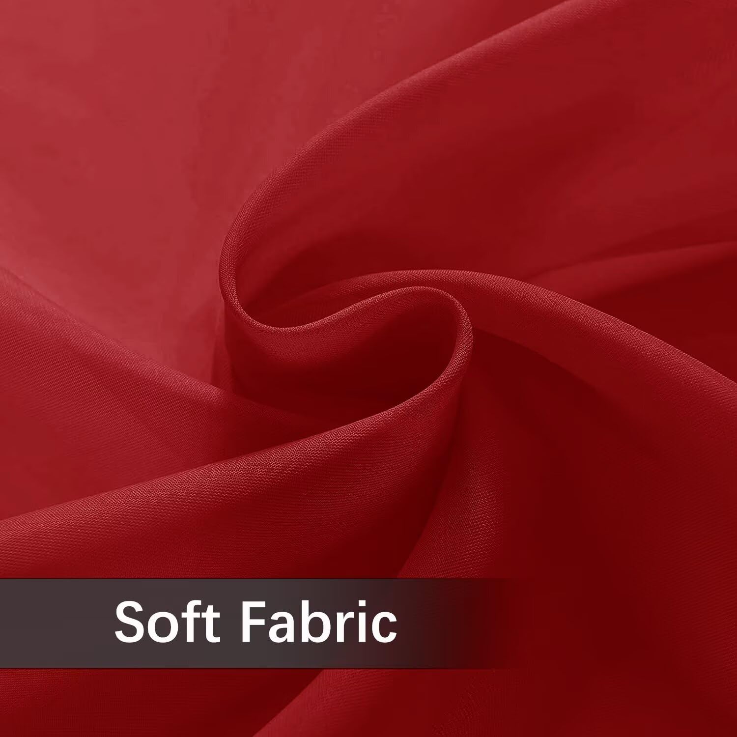 youleyar Solid Sheer Rod Pocket Curtain Voile Draperies 4 Panels White Beige Black Grey Ivory 52 Inch Width 96 Inch Long 1 Pair for Kitchen Bedroom Children Living Room Yard(Christmas Red,52 W���96 L) - Image 2